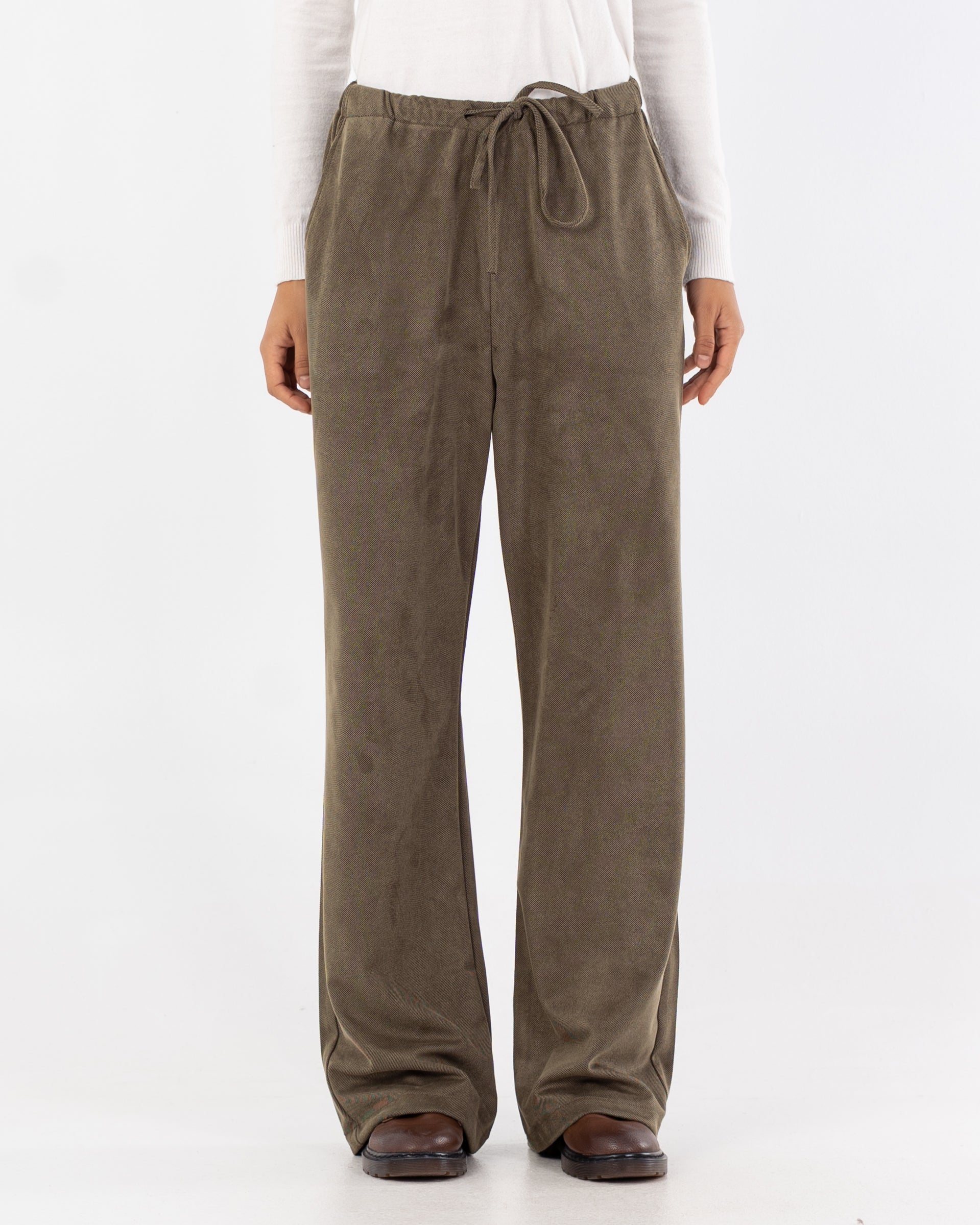 بنطلون سادة برباط (ساق مستقيمة)