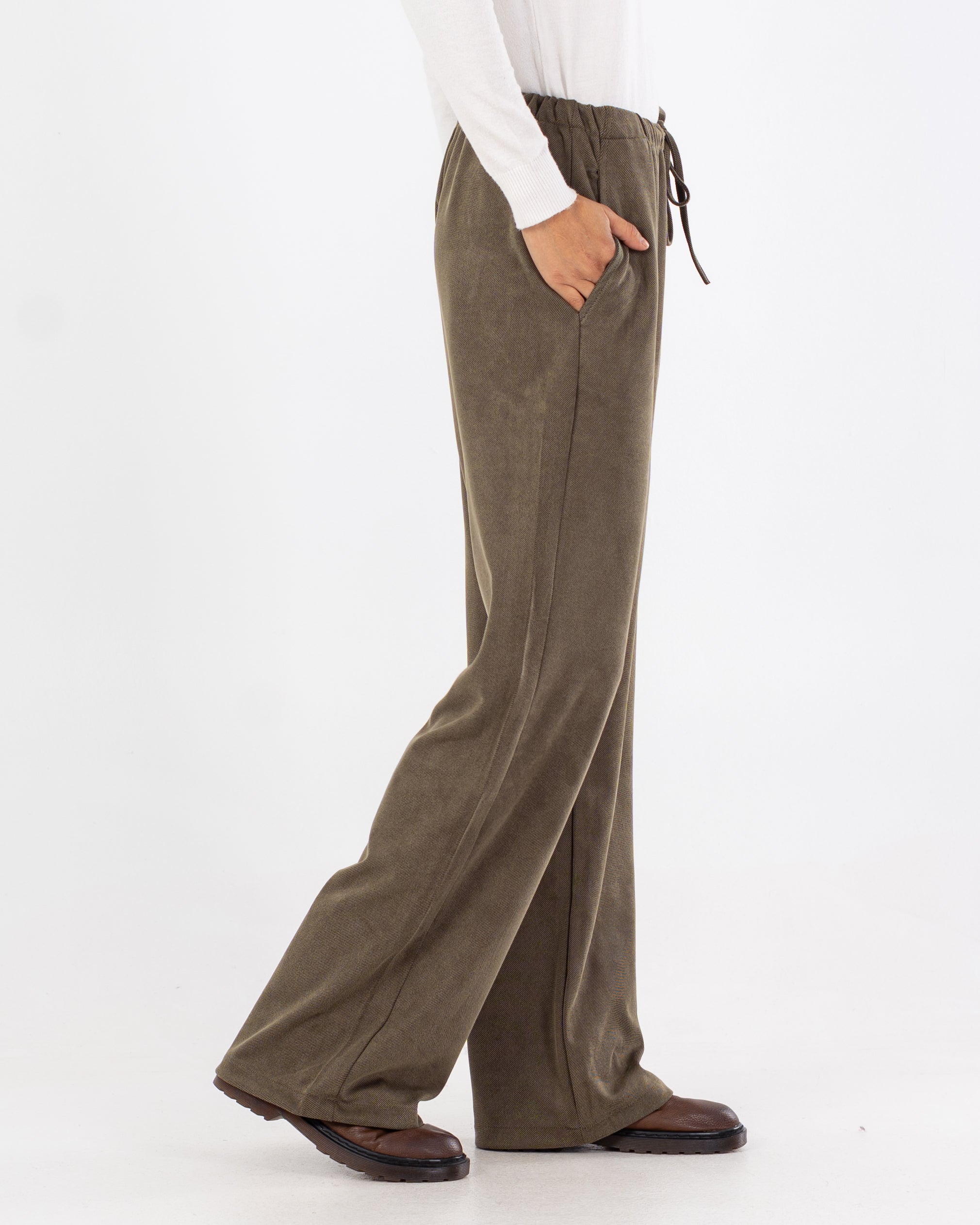 بنطلون سادة برباط (ساق مستقيمة)