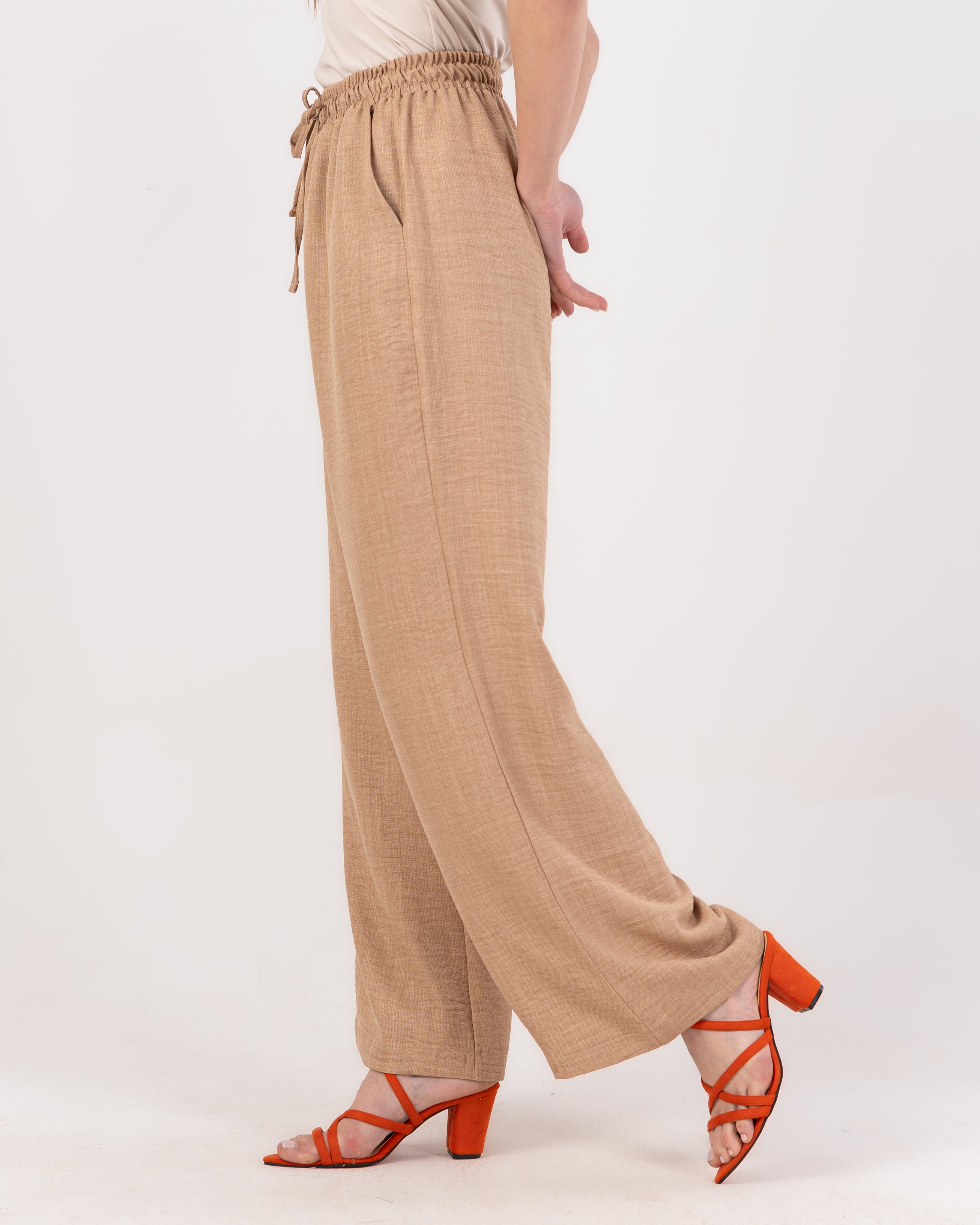 Plain Linen Trouser - ( Drawstring - Elastic Waist )