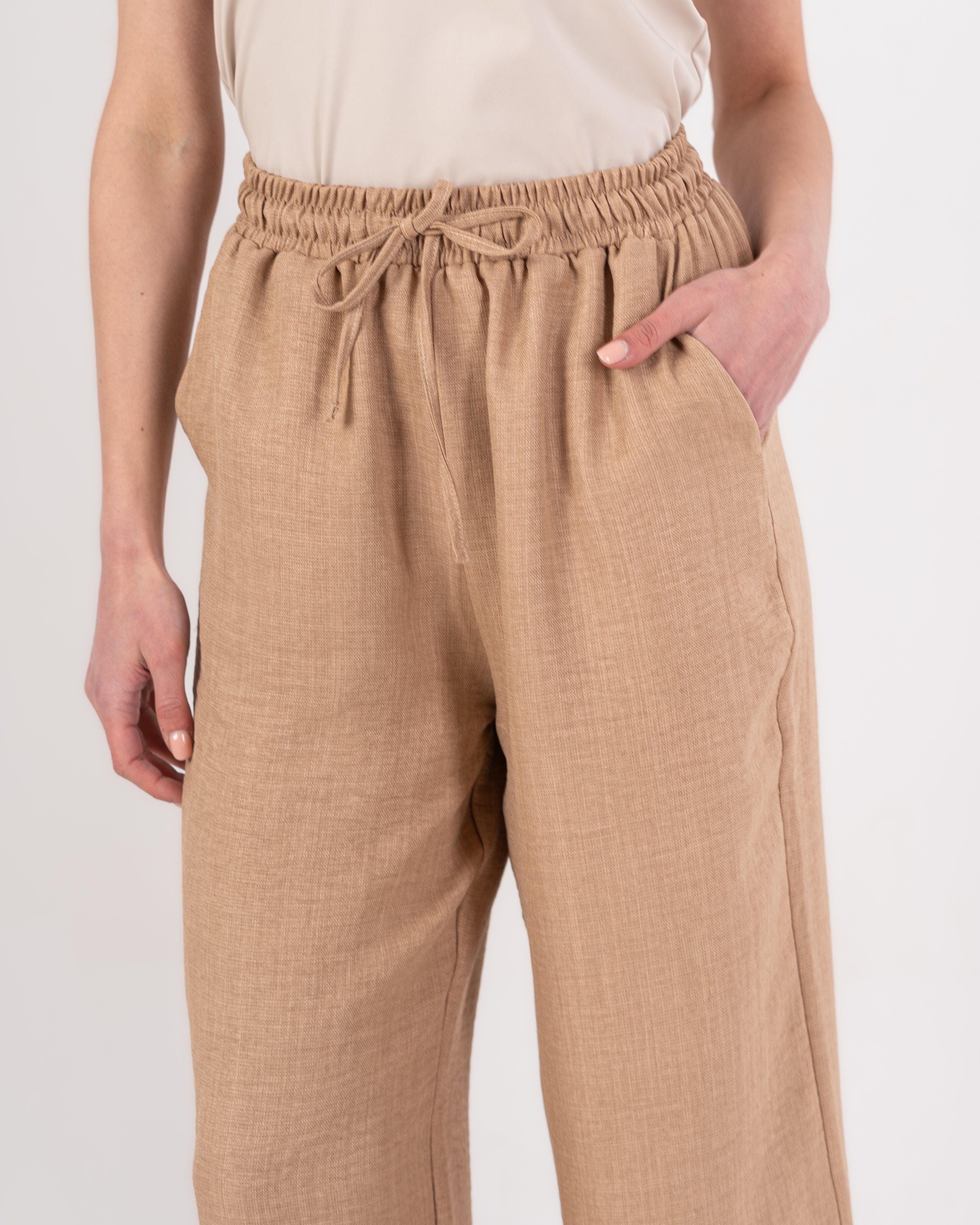 Plain Linen Trouser - ( Drawstring - Elastic Waist )