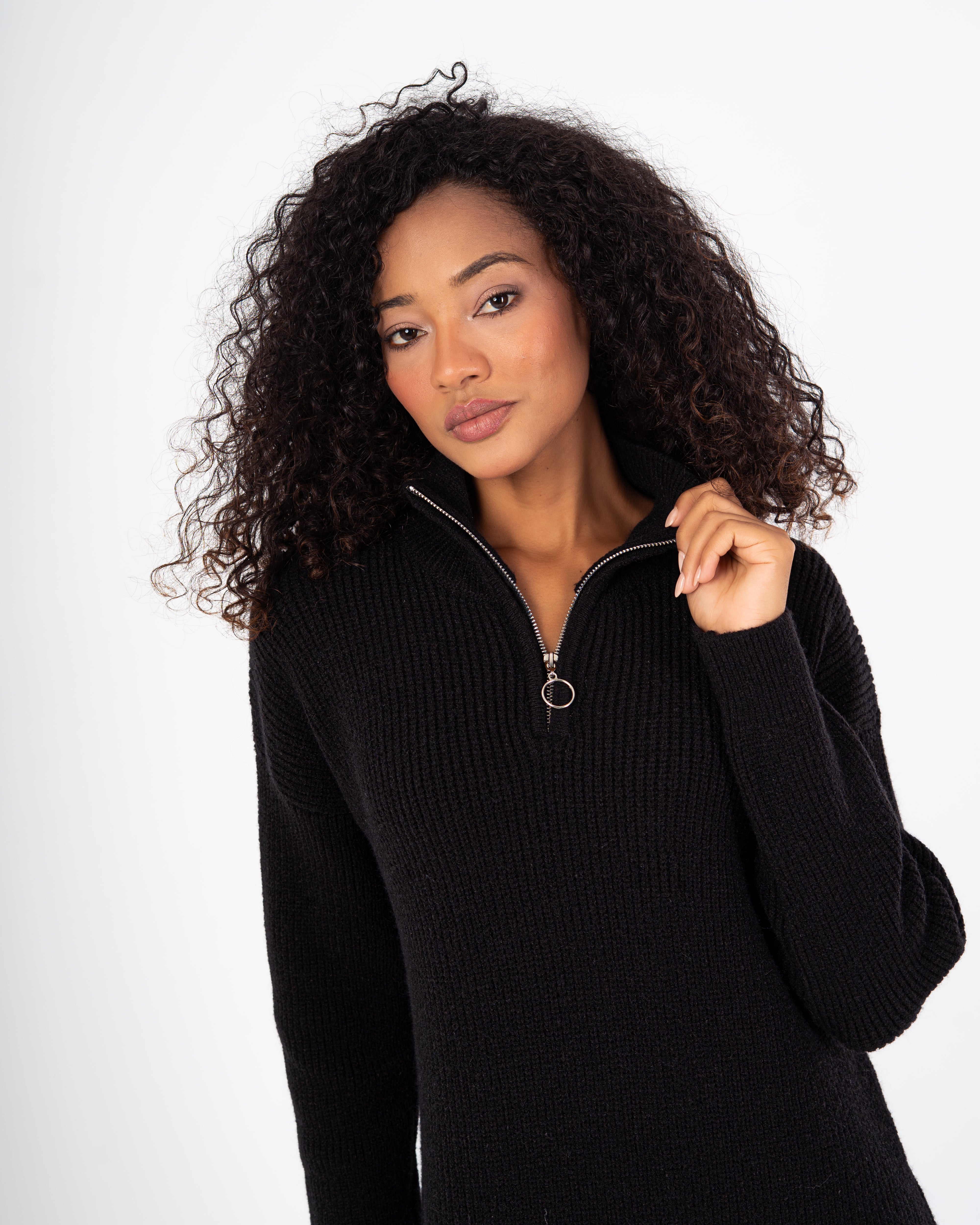 Knitwear Dress – Zipper Neckline
