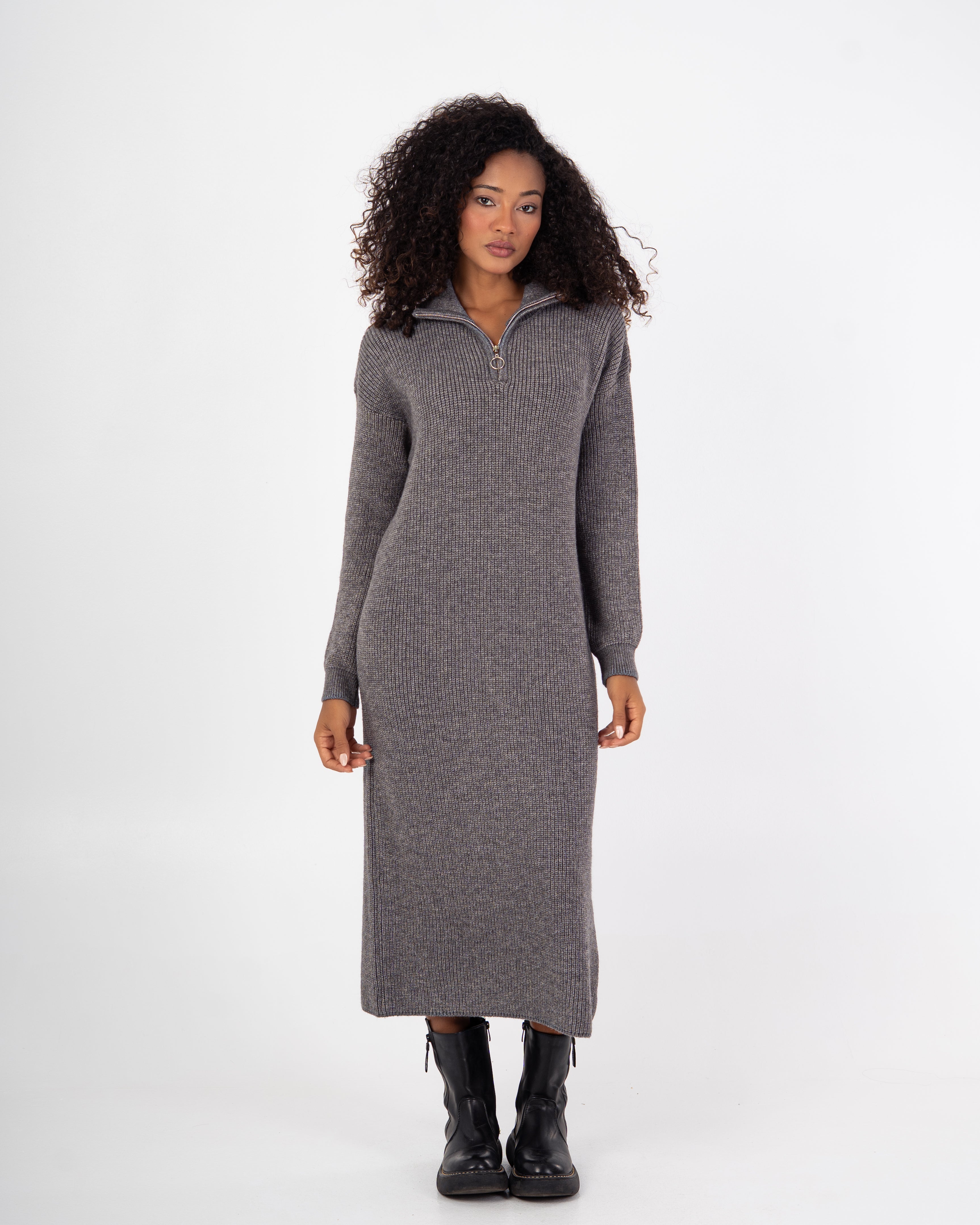 Knitwear Dress – Zipper Neckline
