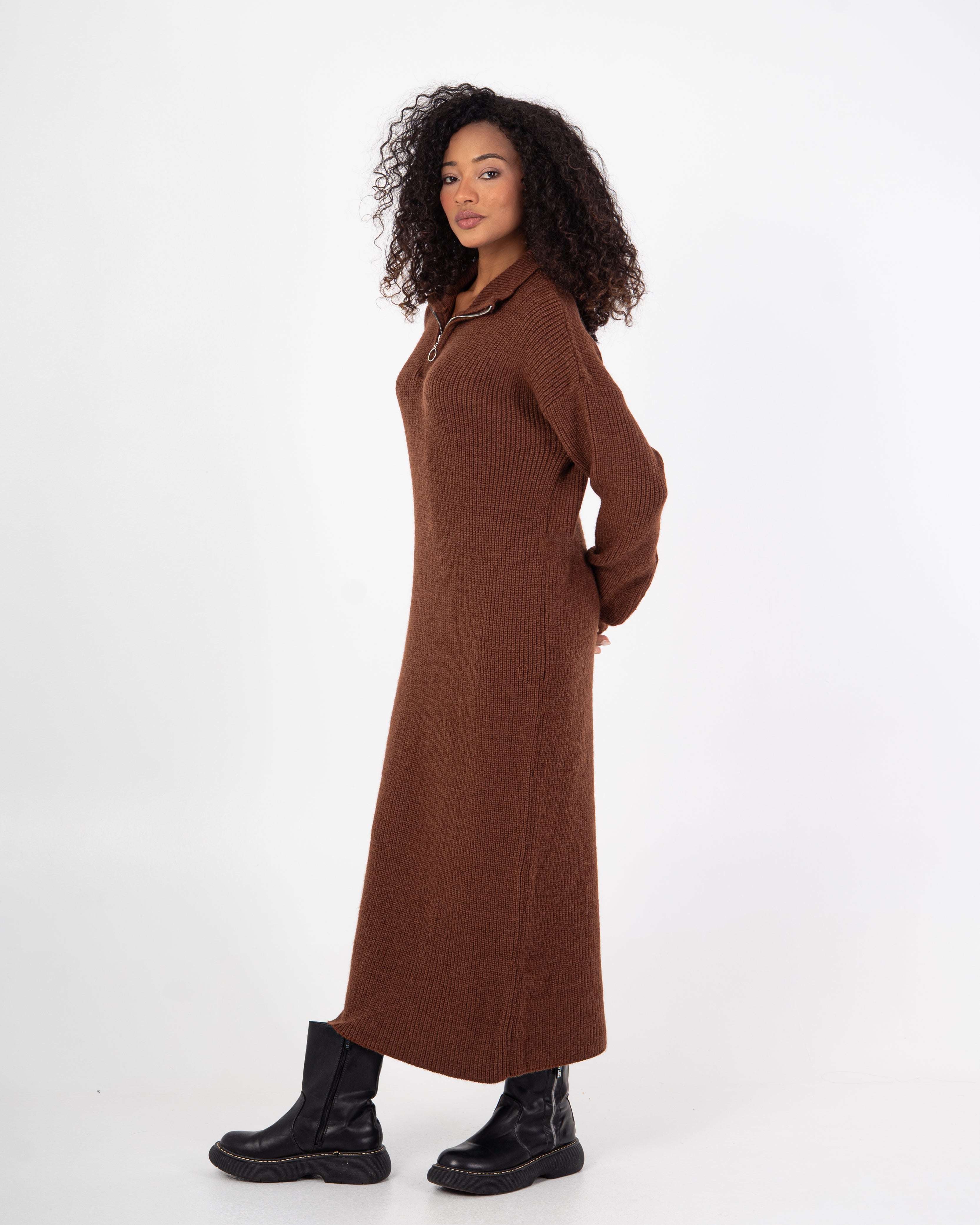 Knitwear Dress – Zipper Neckline