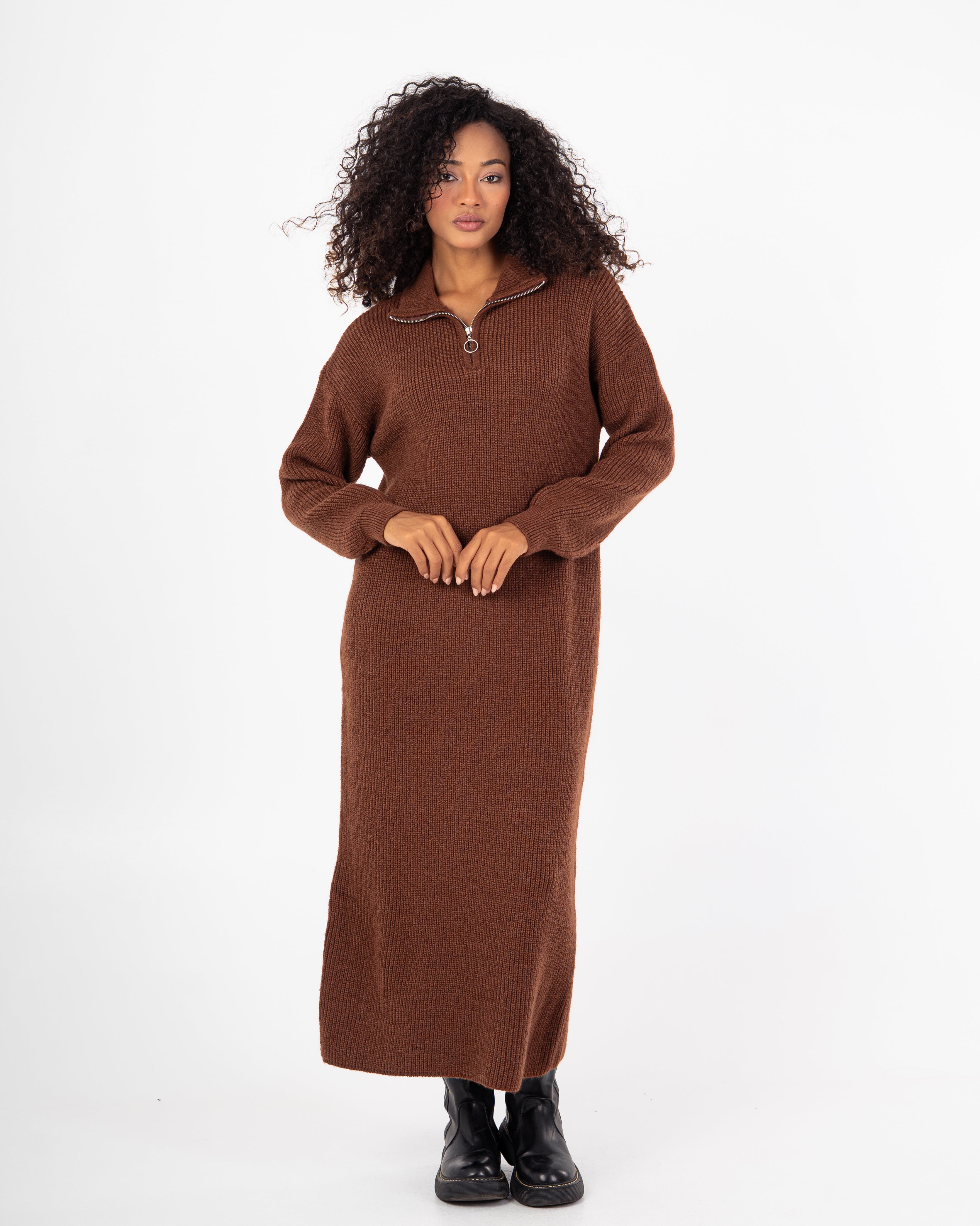Knitwear Dress – Zipper Neckline