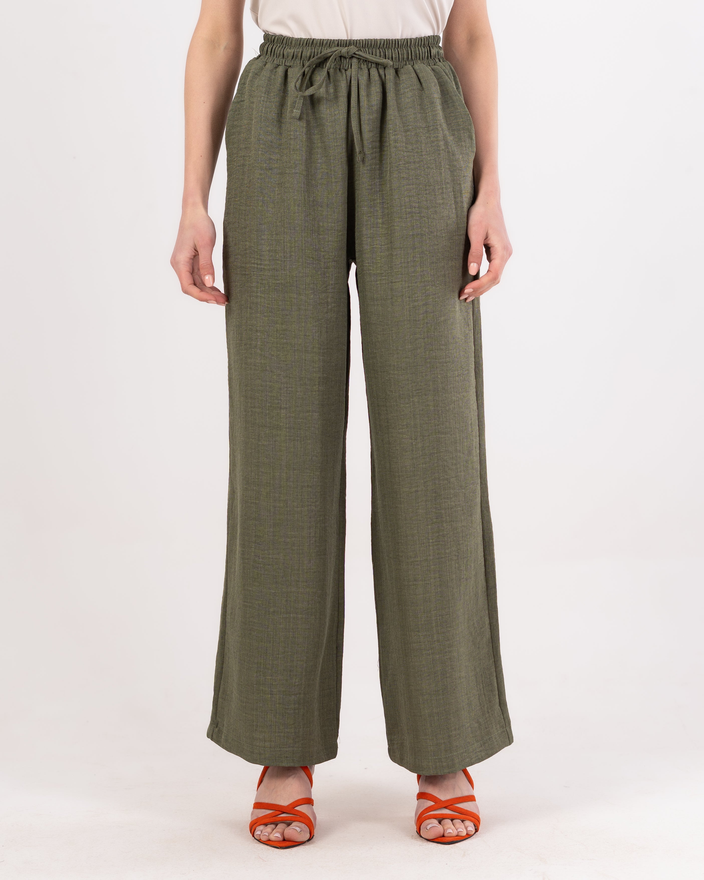 Plain Linen Trouser - ( Drawstring - Elastic Waist )