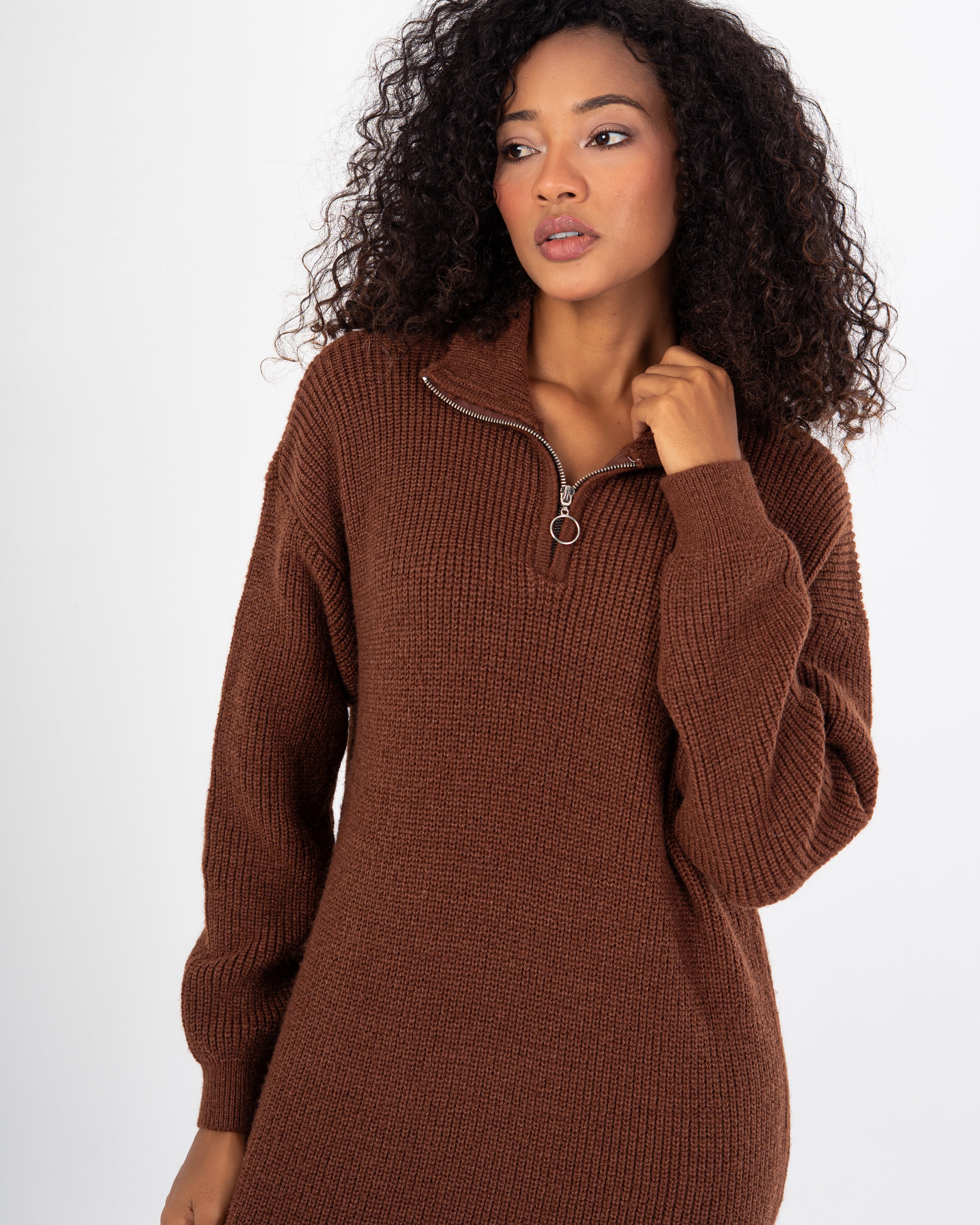 Knitwear Dress – Zipper Neckline