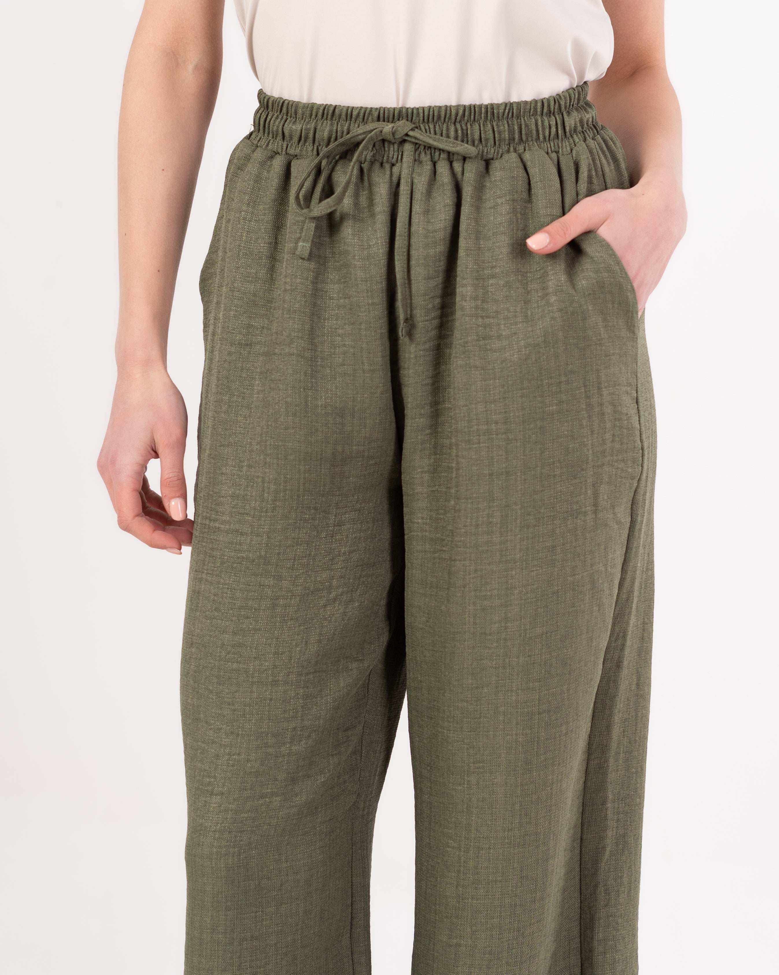 Plain Linen Trouser - ( Drawstring - Elastic Waist )