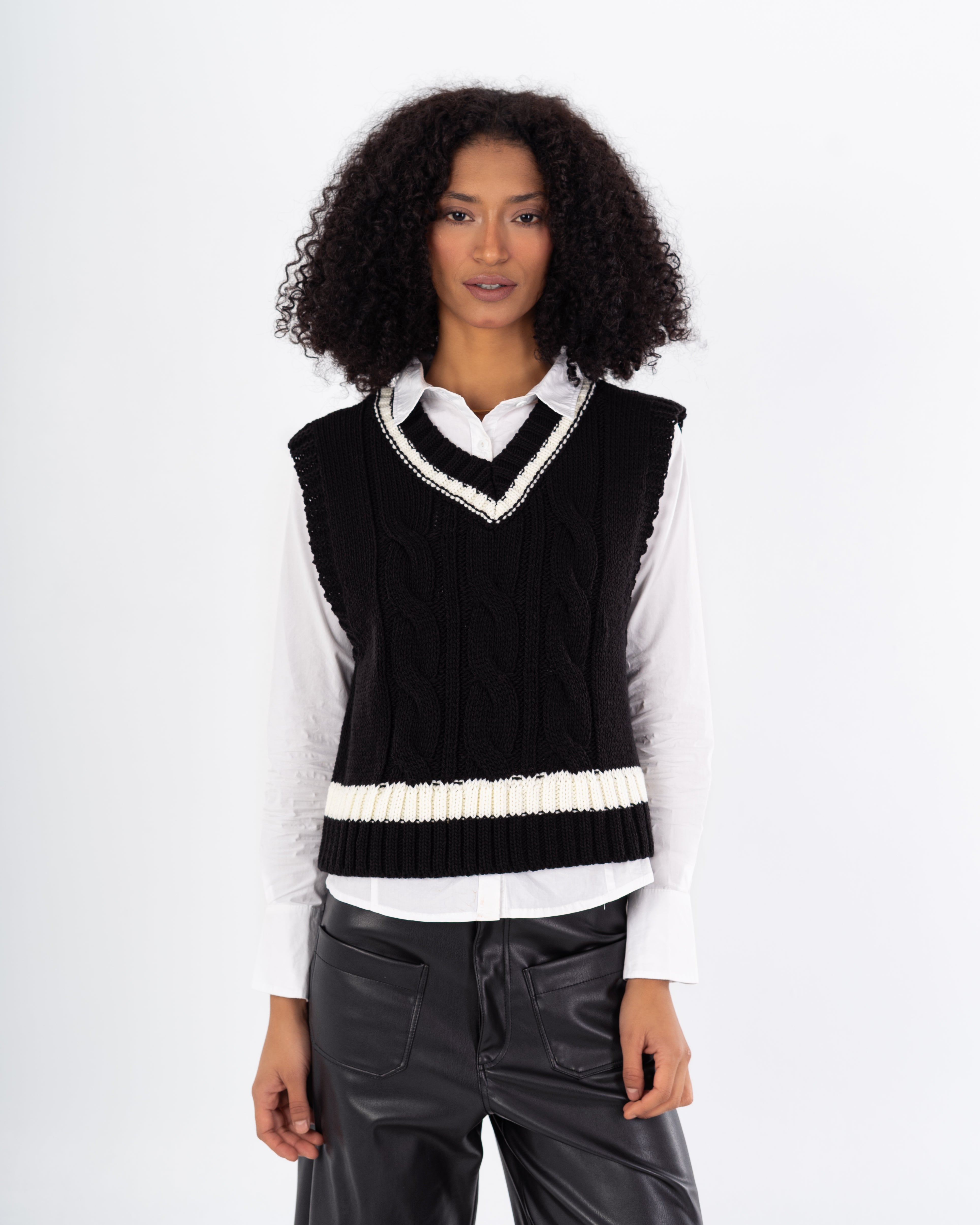 سترة محبوكة – مخططة في المنتصف (الخصر)