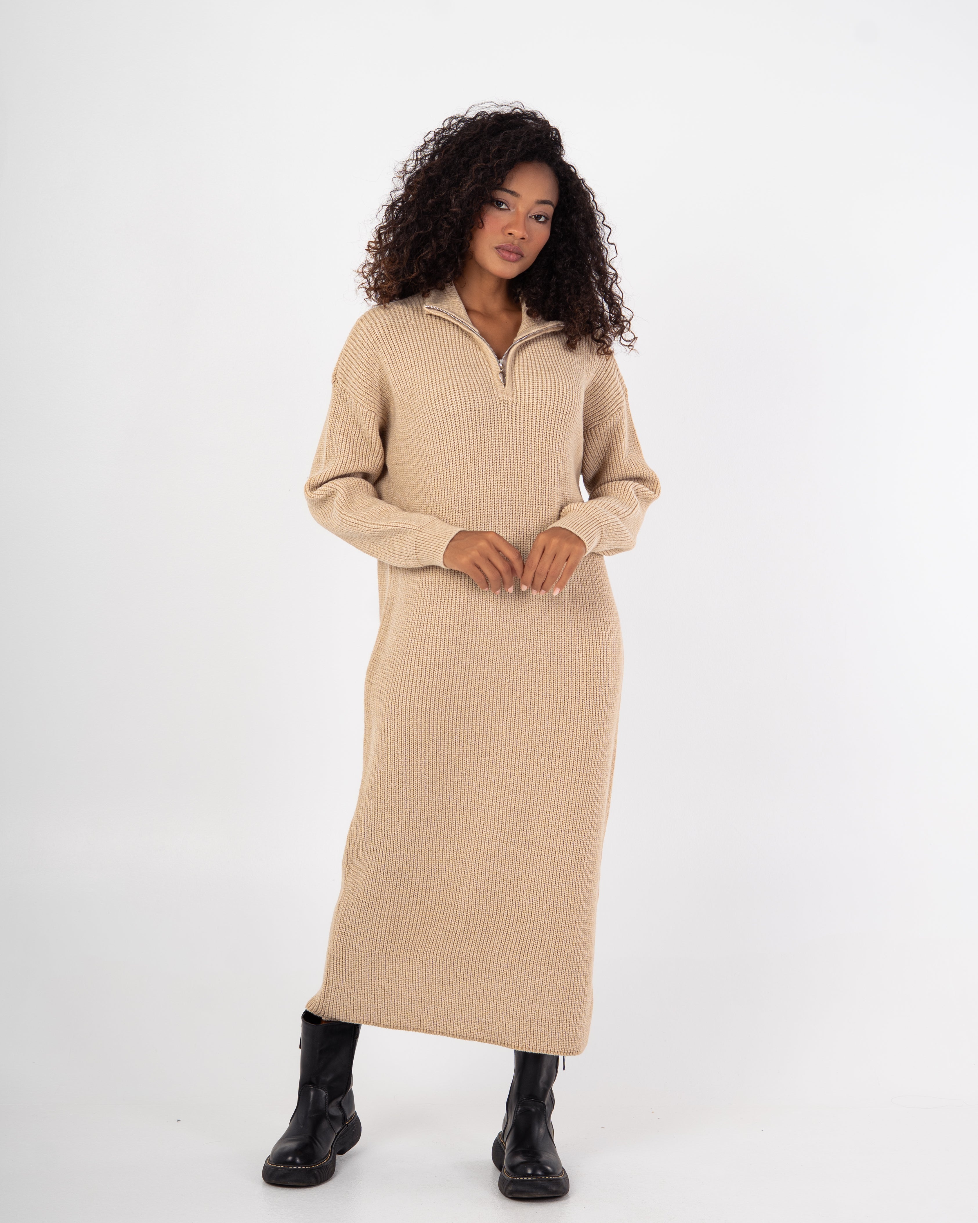 Knitwear Dress – Zipper Neckline