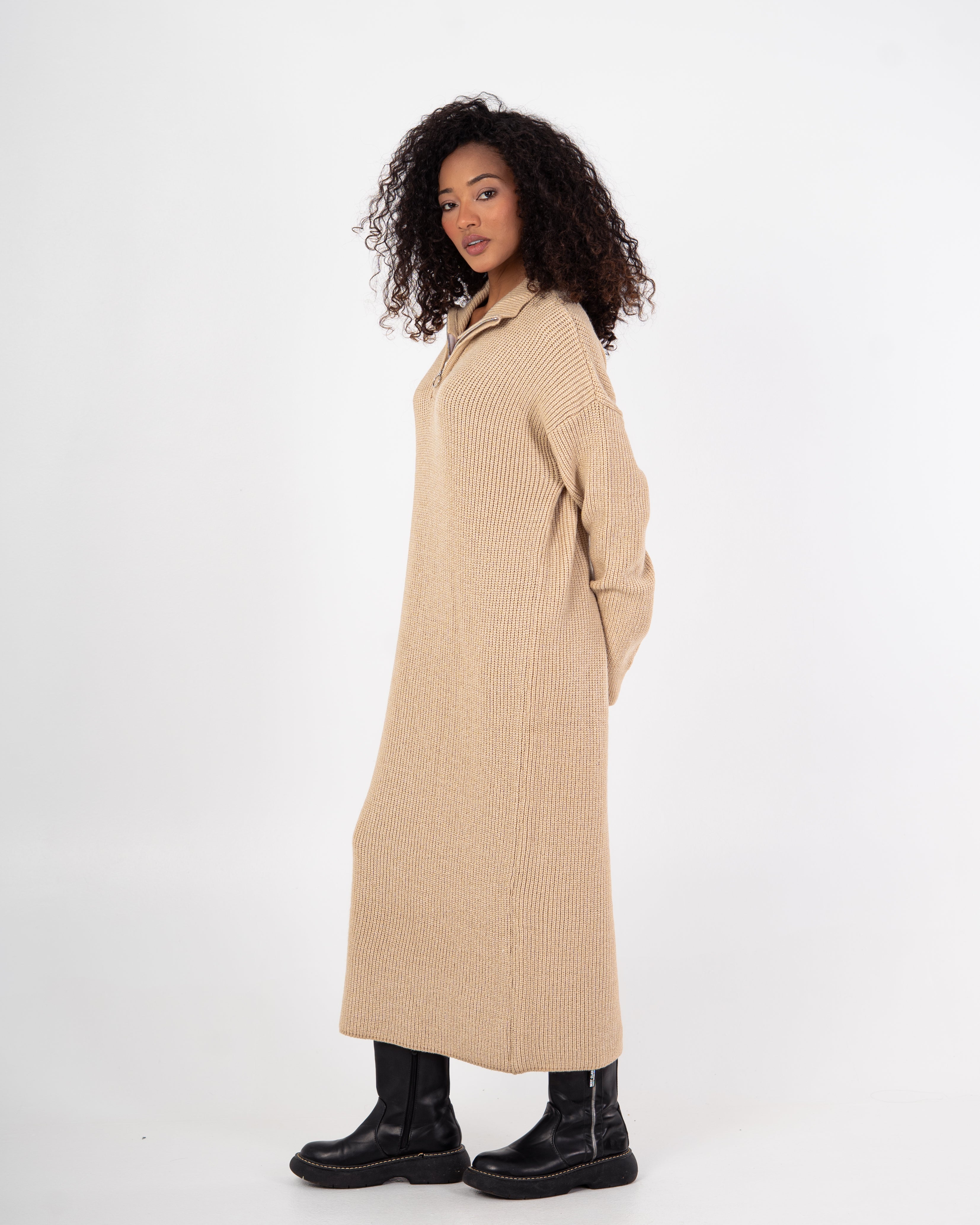 Knitwear Dress – Zipper Neckline