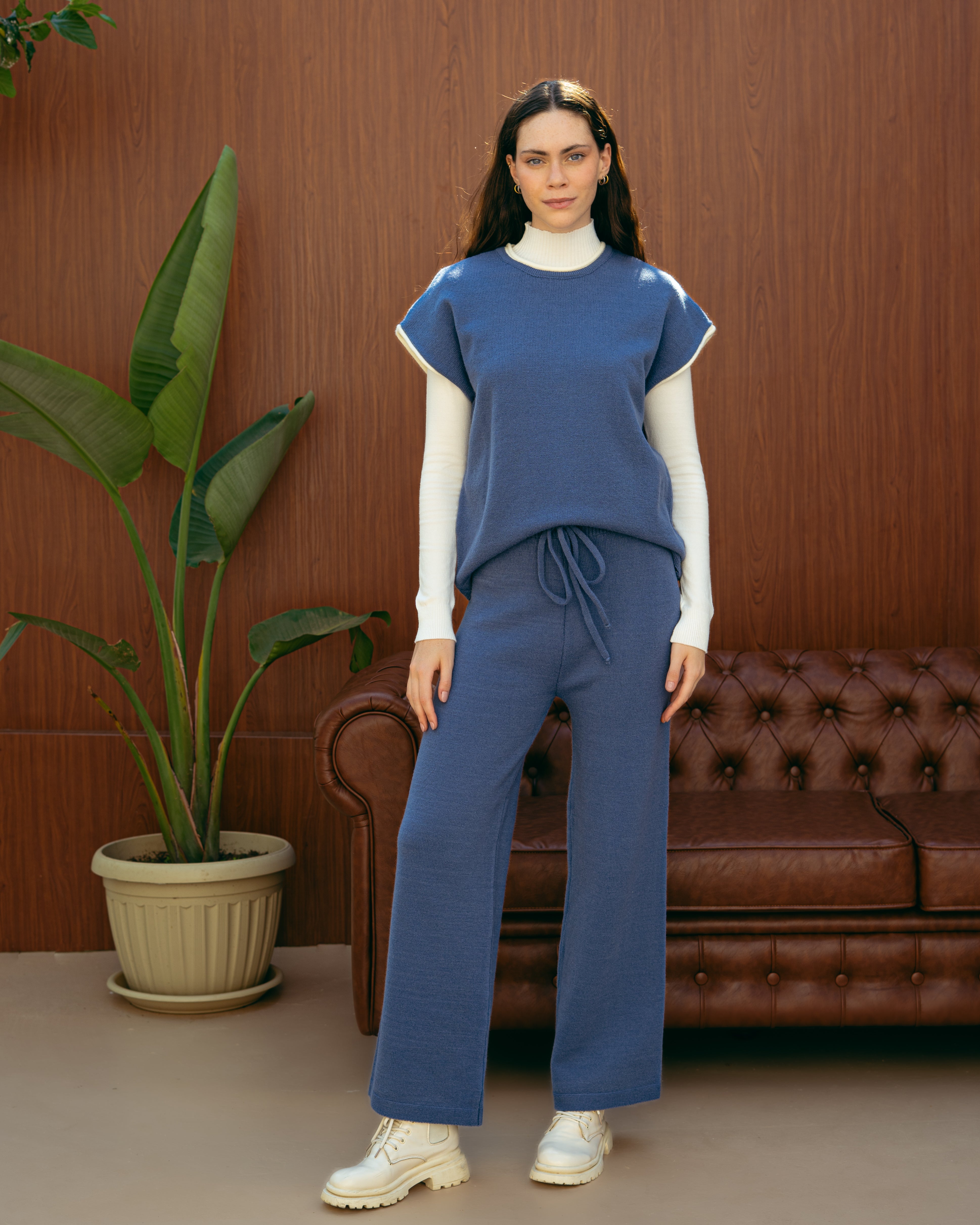 Knitwear Suit – Plain (Cut Sleeves)