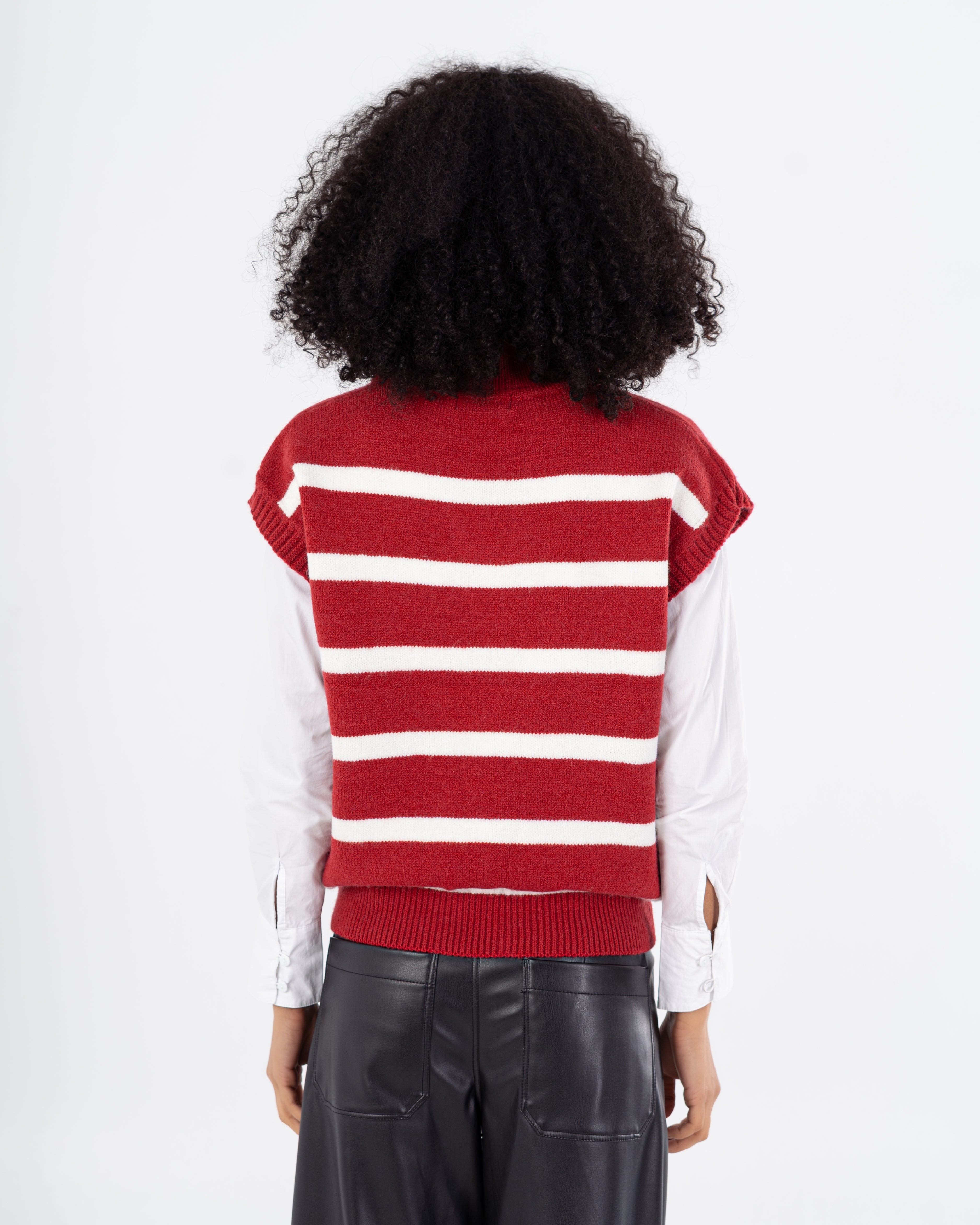 سترة محبوكة - رقبة مدورة (خطوط أفقية)