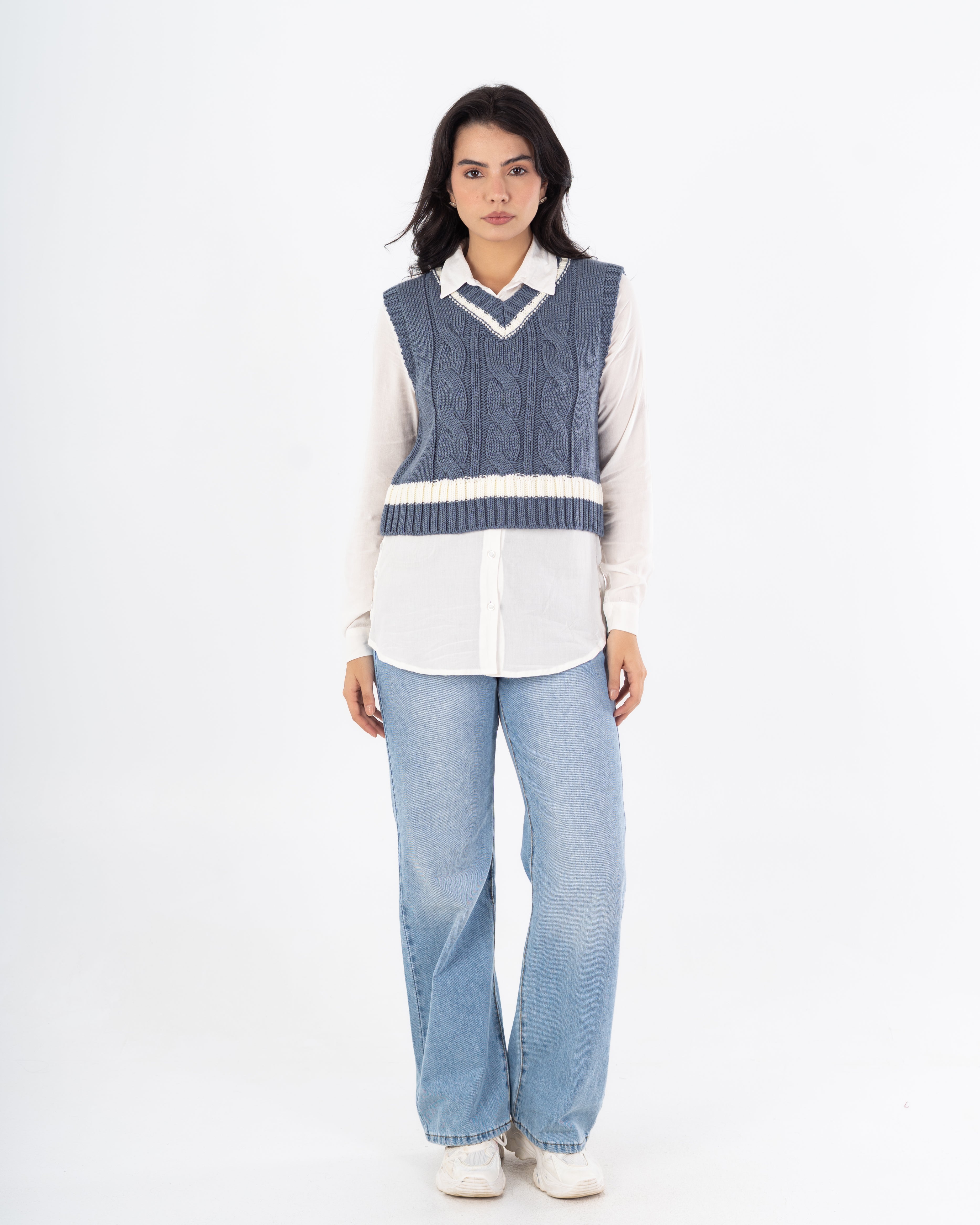 سترة محبوكة – مخططة في المنتصف (الخصر)