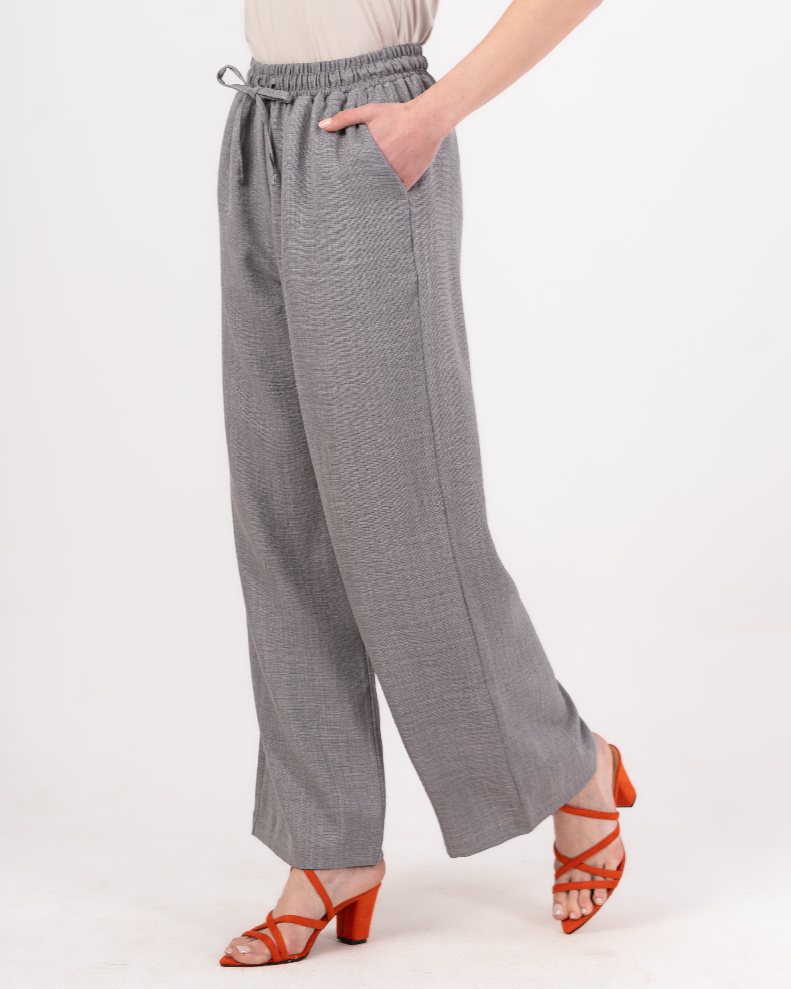 Plain Linen Trouser - ( Drawstring - Elastic Waist )