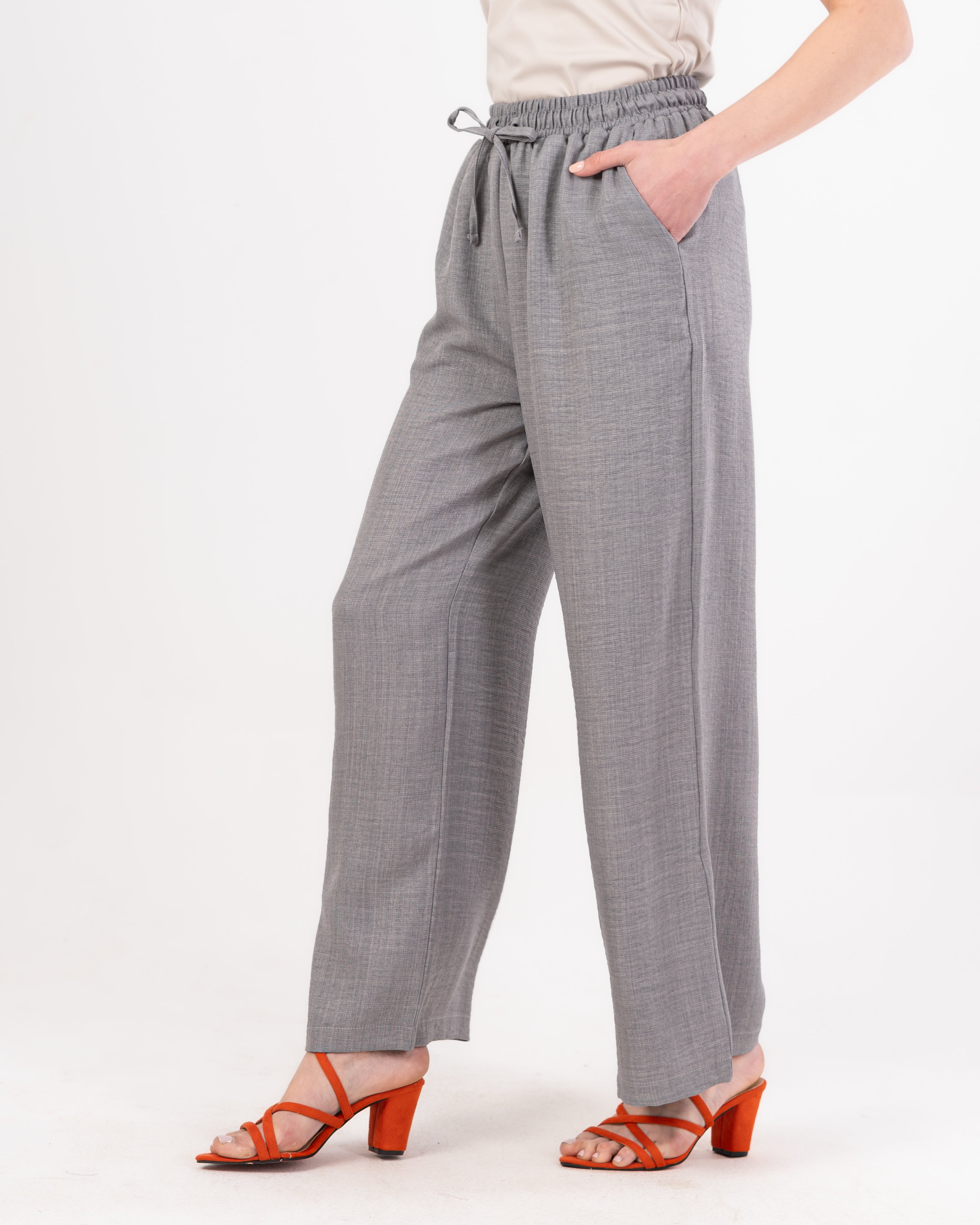 Plain Linen Trouser - ( Drawstring - Elastic Waist )