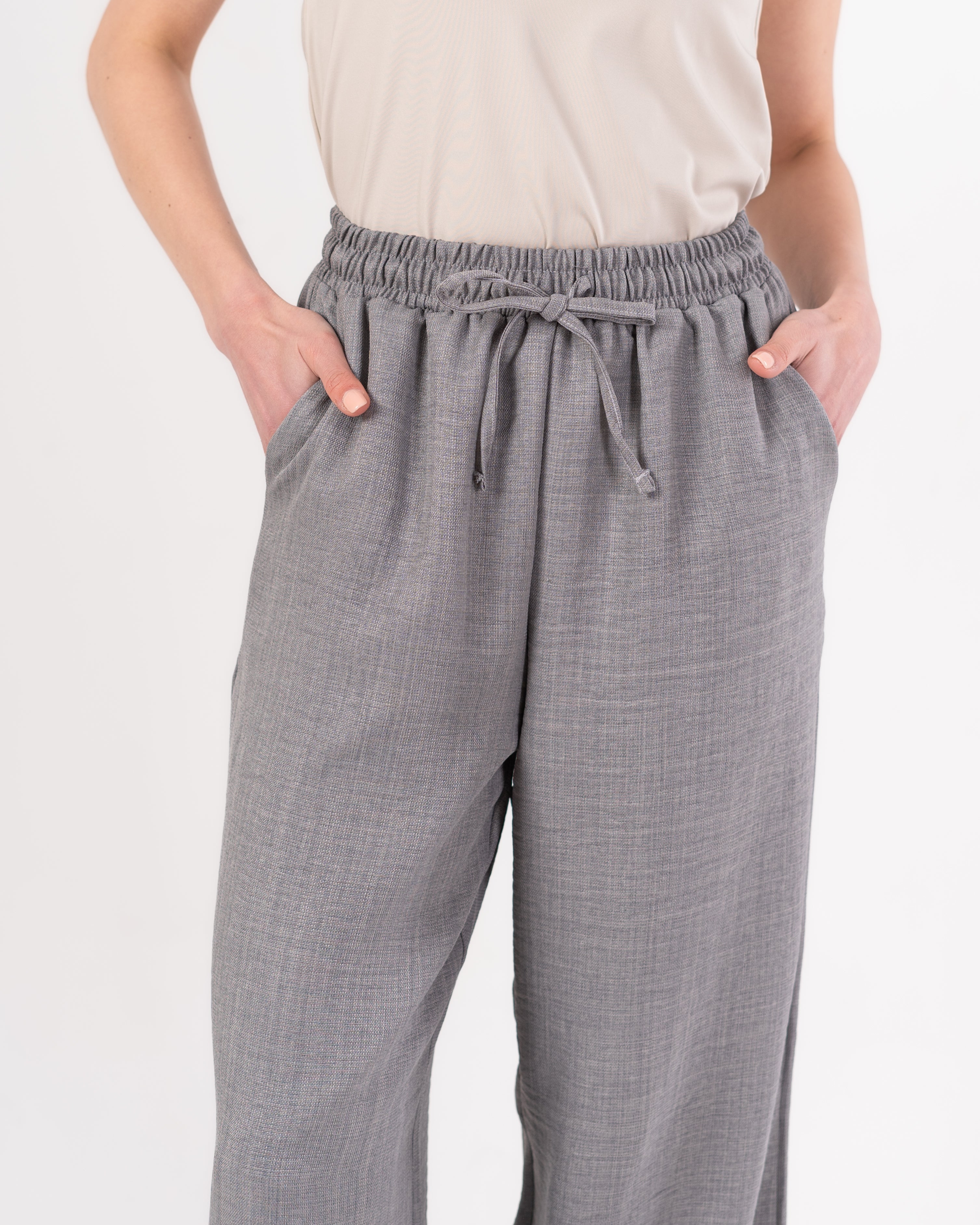 Plain Linen Trouser - ( Drawstring - Elastic Waist )