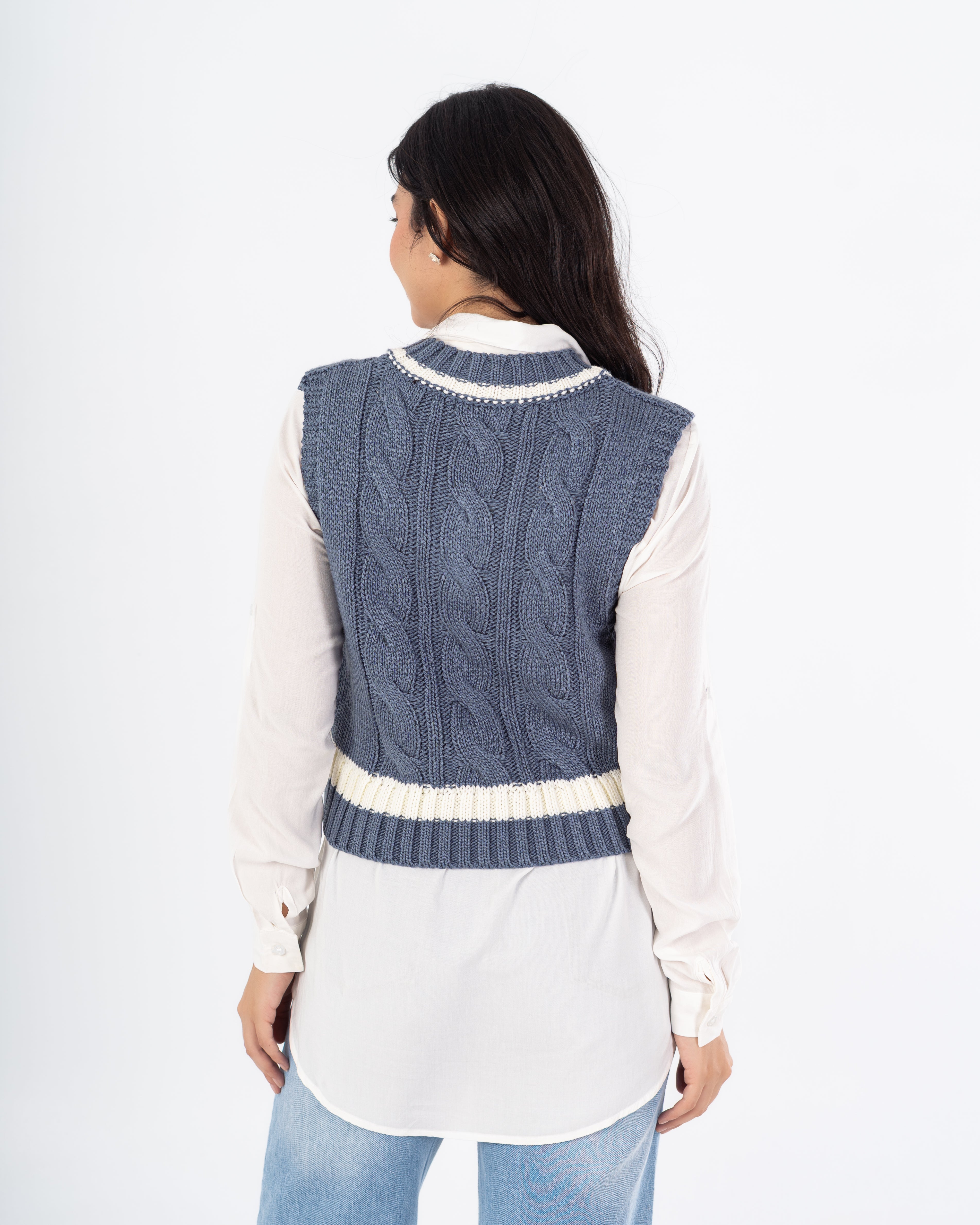 سترة محبوكة – مخططة في المنتصف (الخصر)