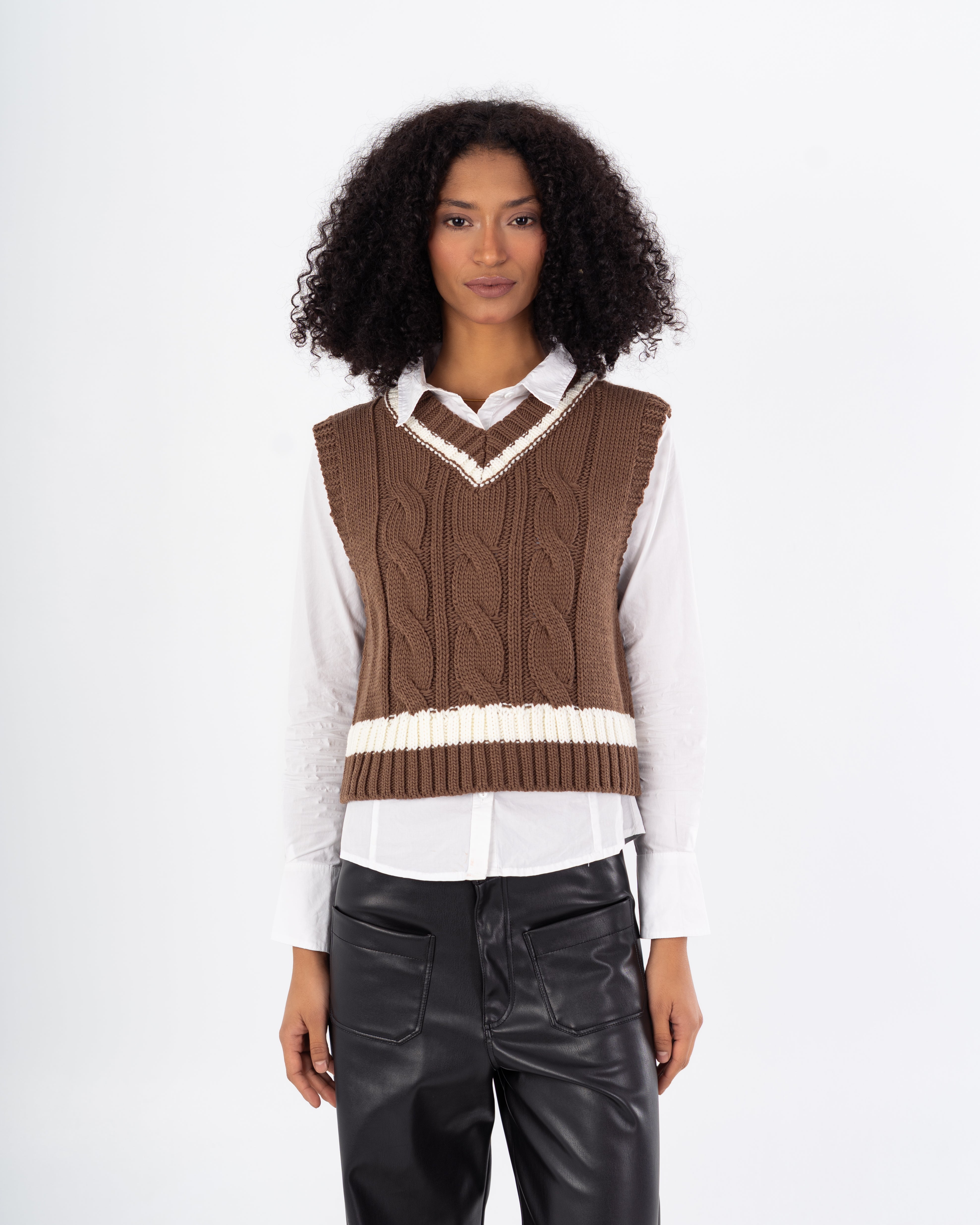 سترة محبوكة – مخططة في المنتصف (الخصر)