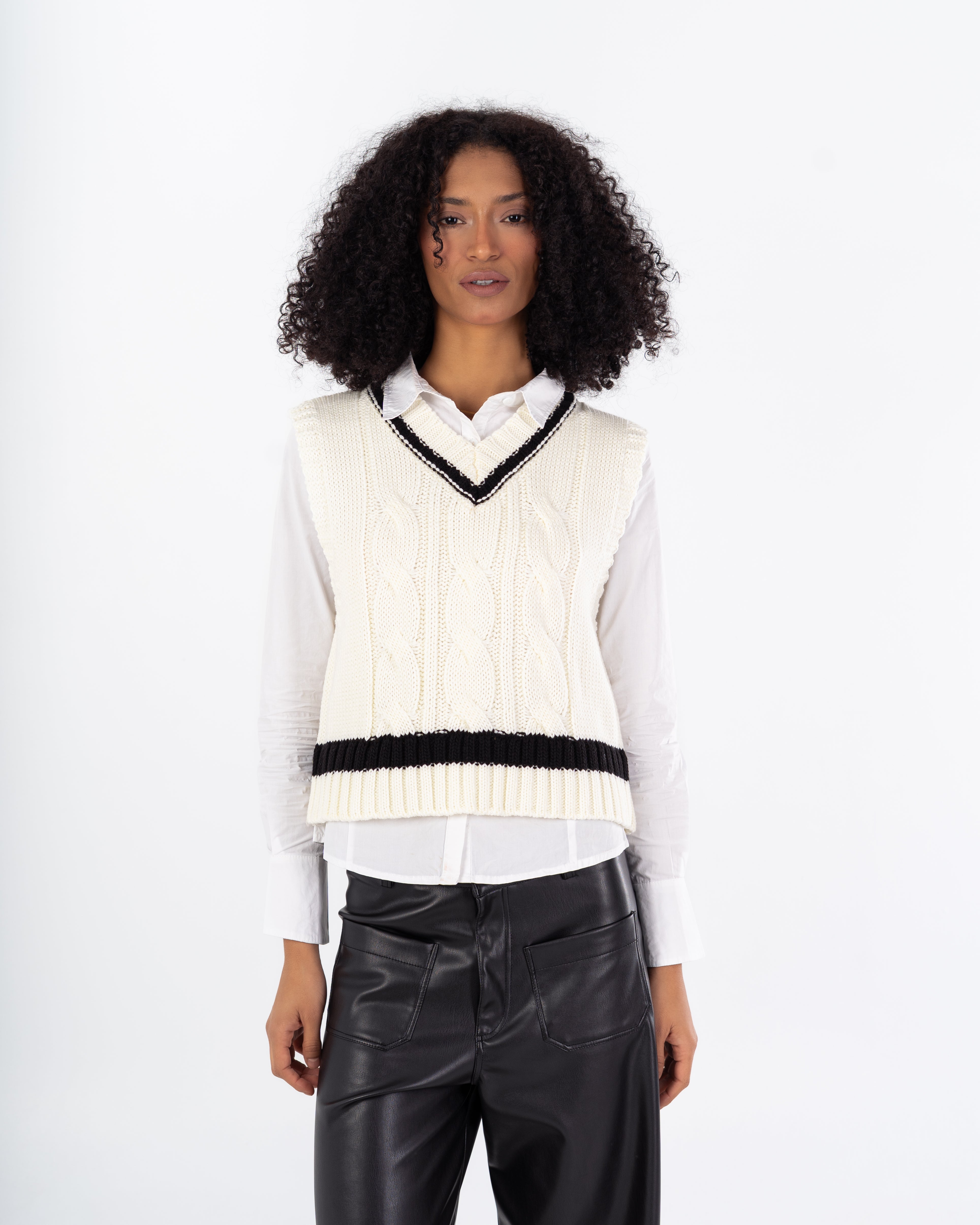 سترة محبوكة – مخططة في المنتصف (الخصر)