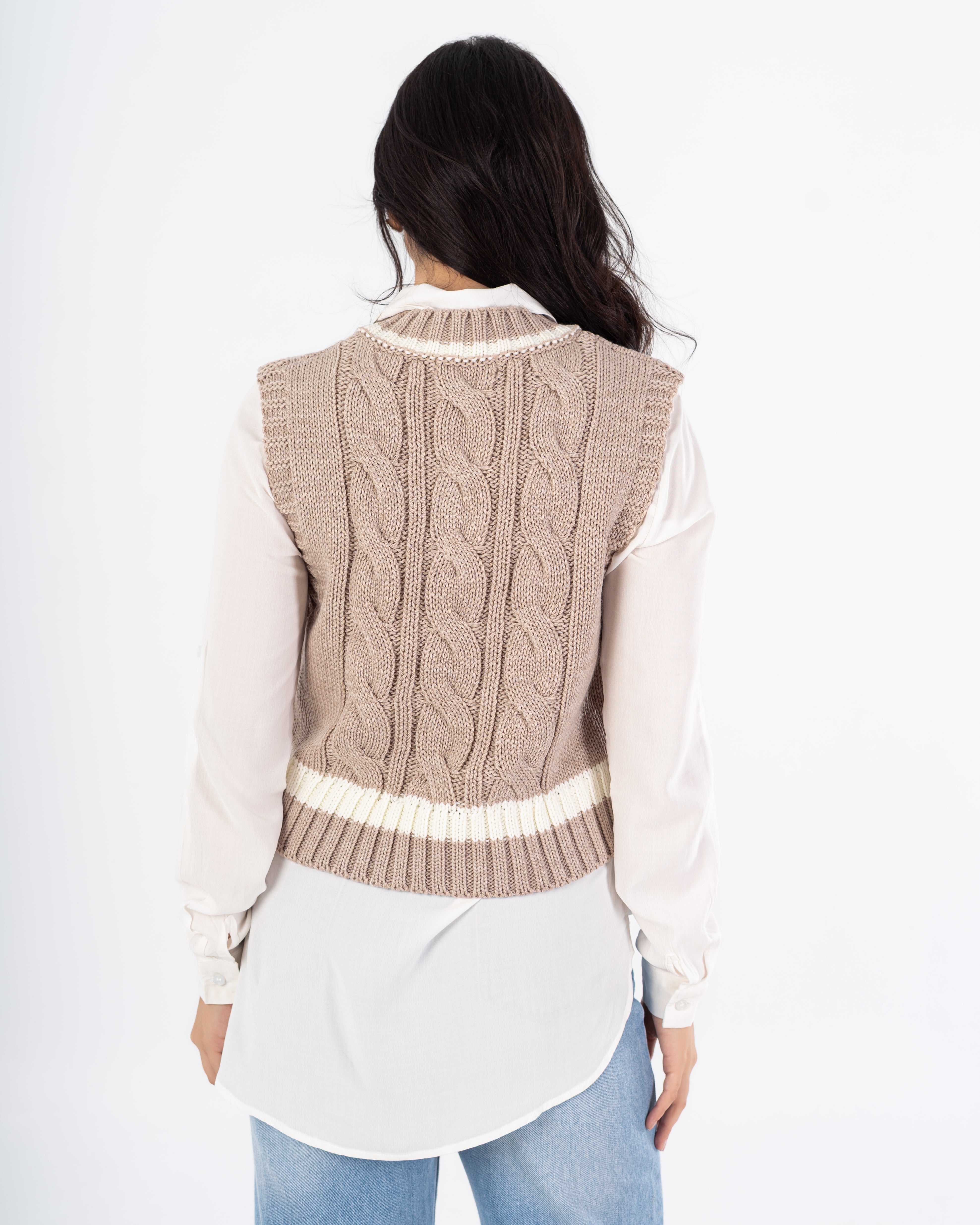 سترة محبوكة – مخططة في المنتصف (الخصر)