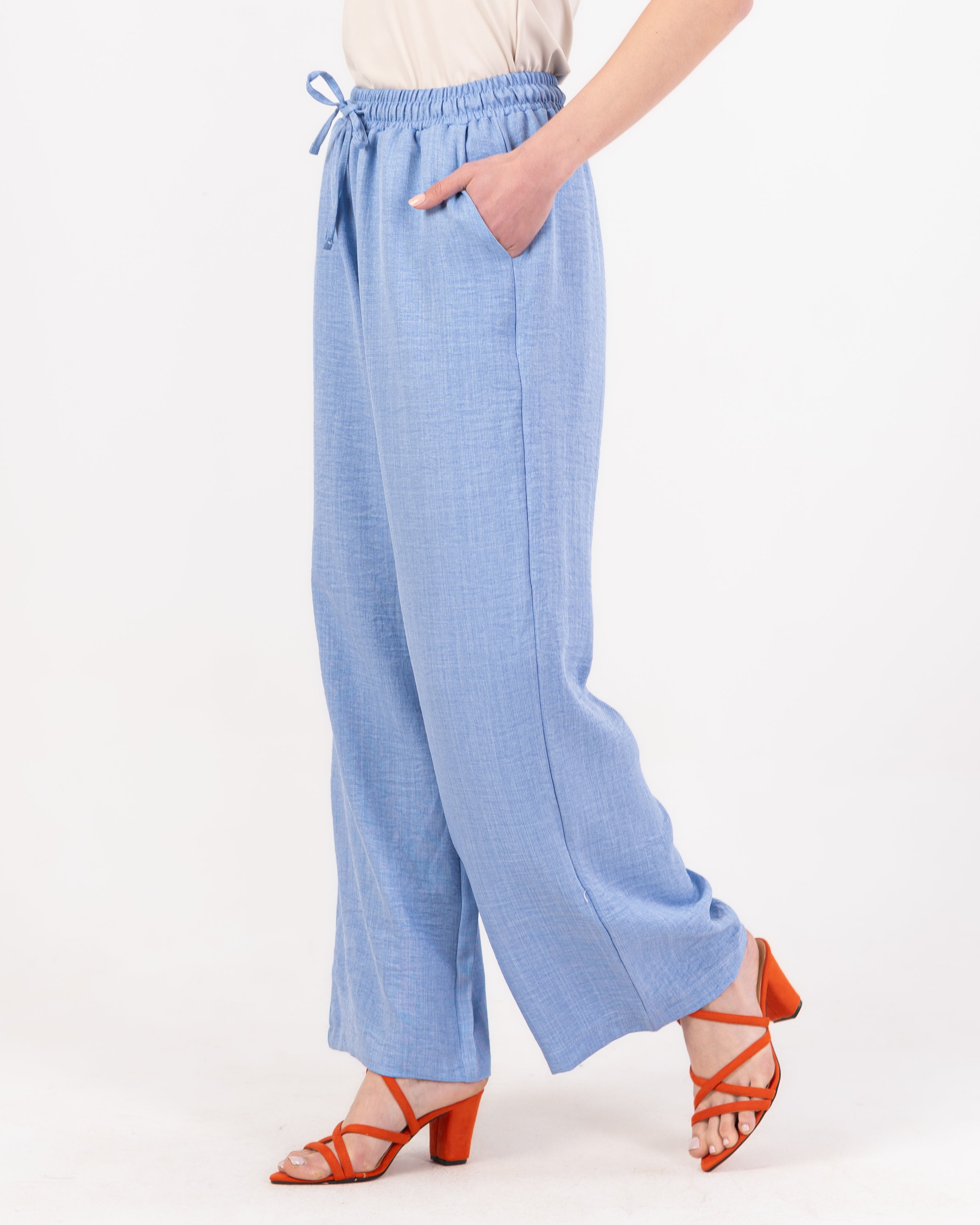 Plain Linen Trouser - ( Drawstring - Elastic Waist )