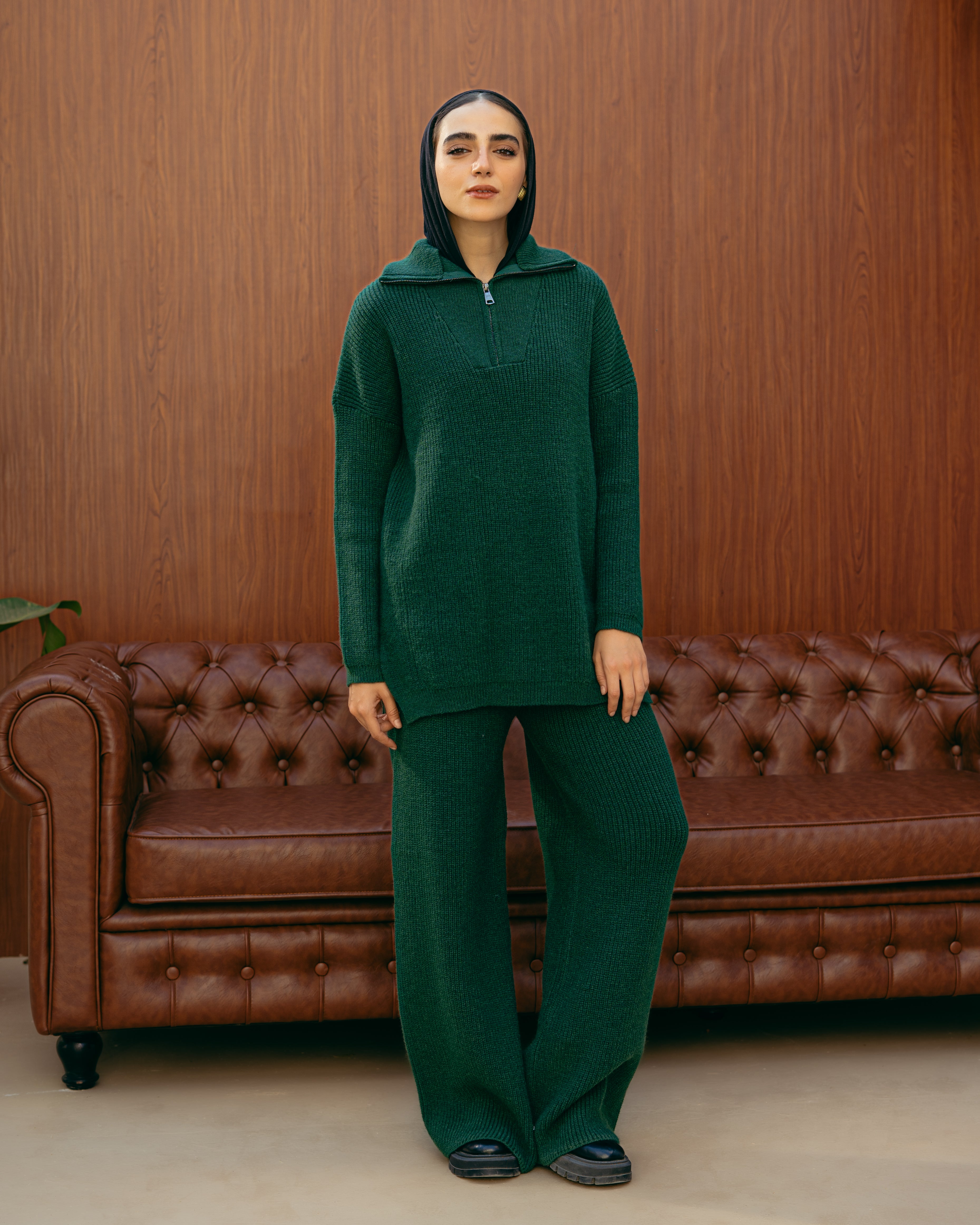 Knitwear Suit – Plain (High Neck With Zipper)