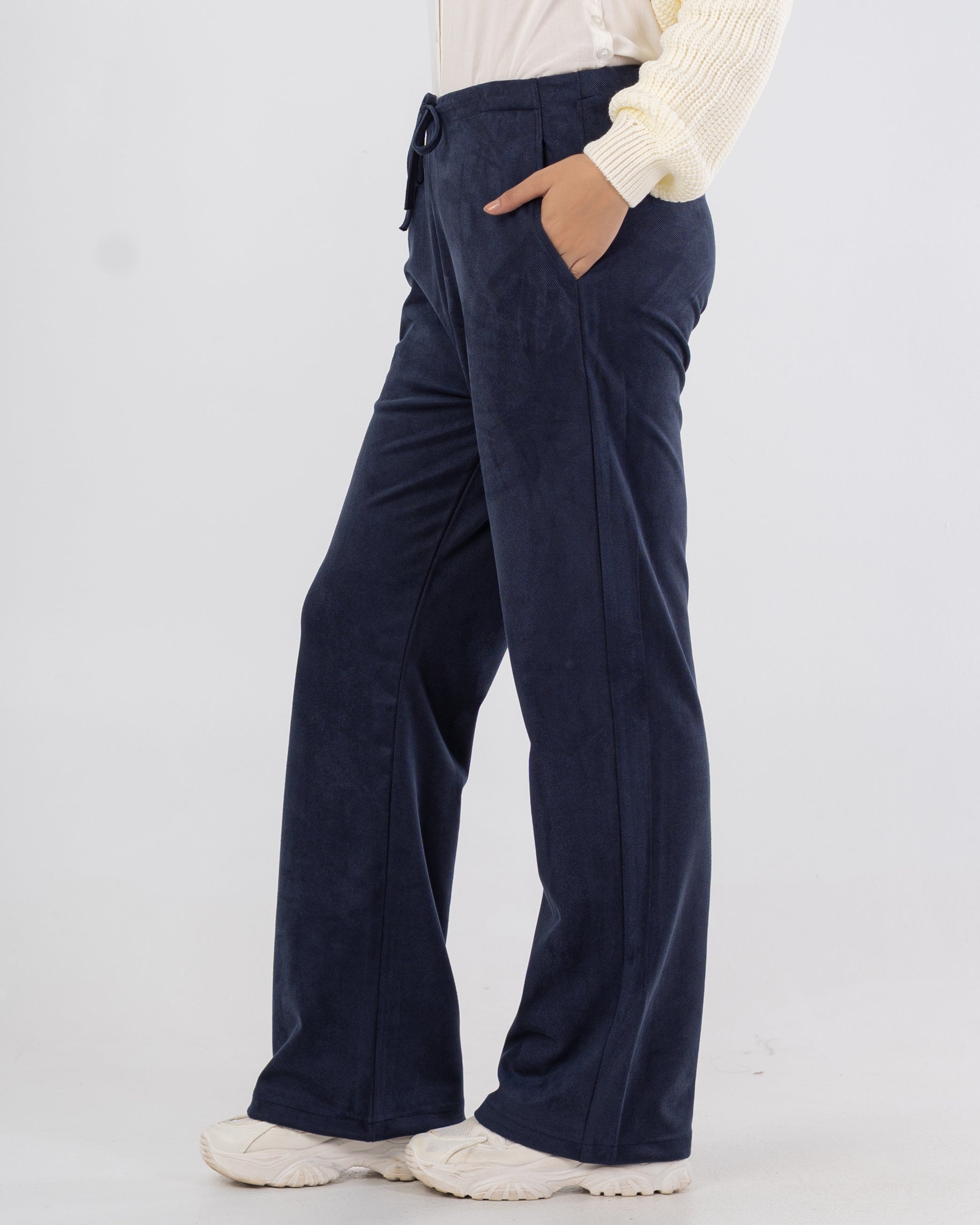 بنطلون سادة برباط (ساق مستقيمة)