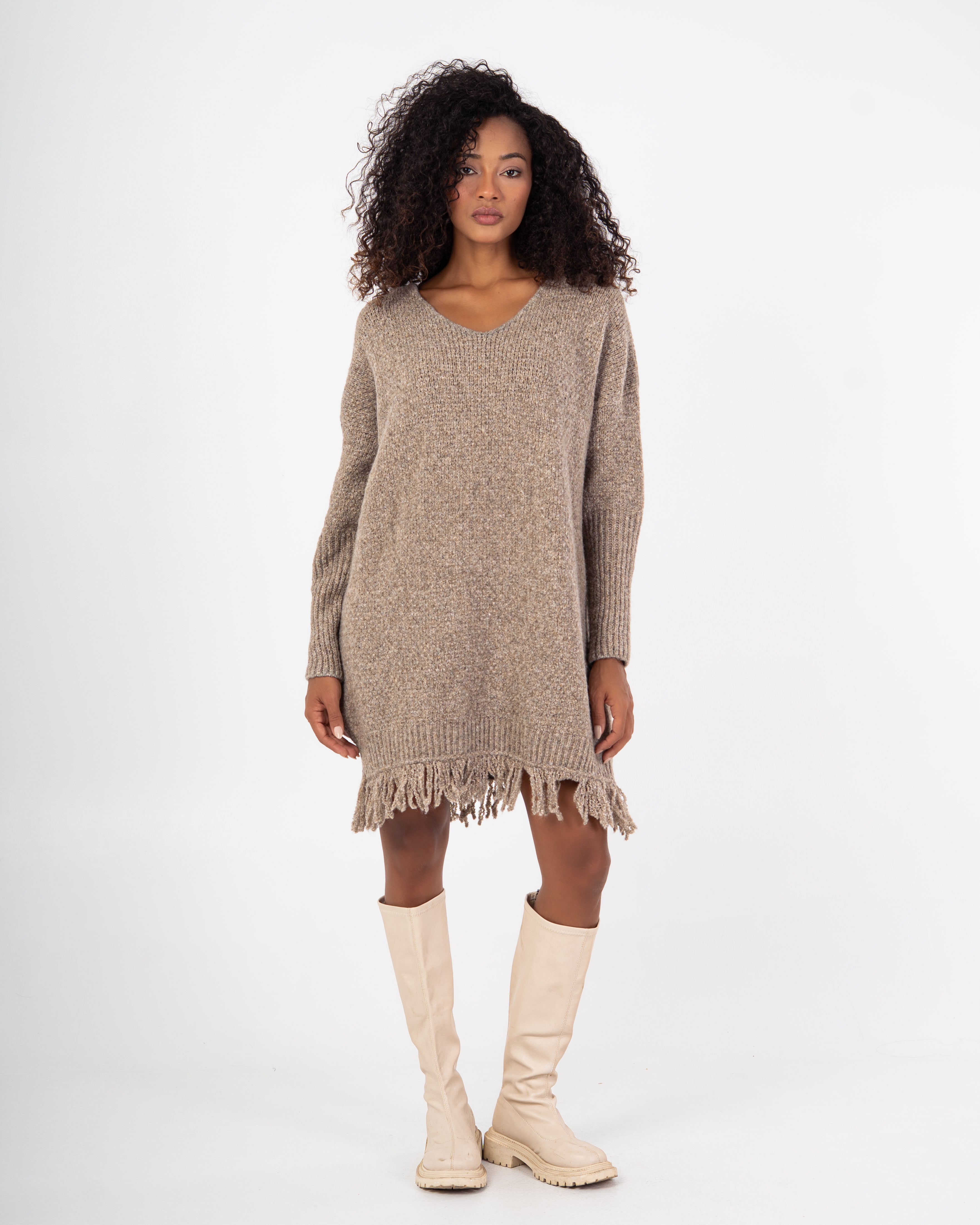 Knitwear Pullover – Plain Long Wide Neck