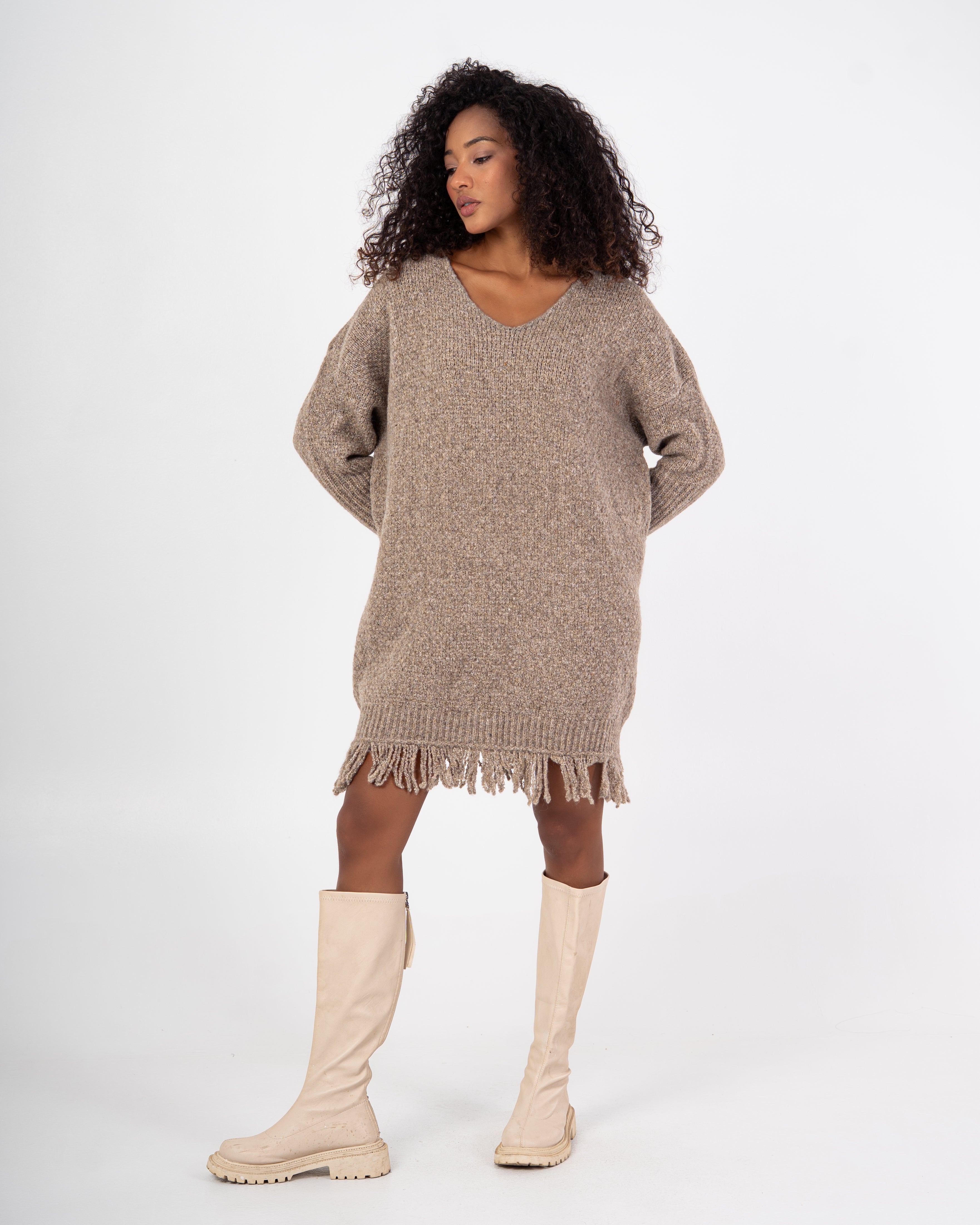 Knitwear Pullover – Plain Long Wide Neck