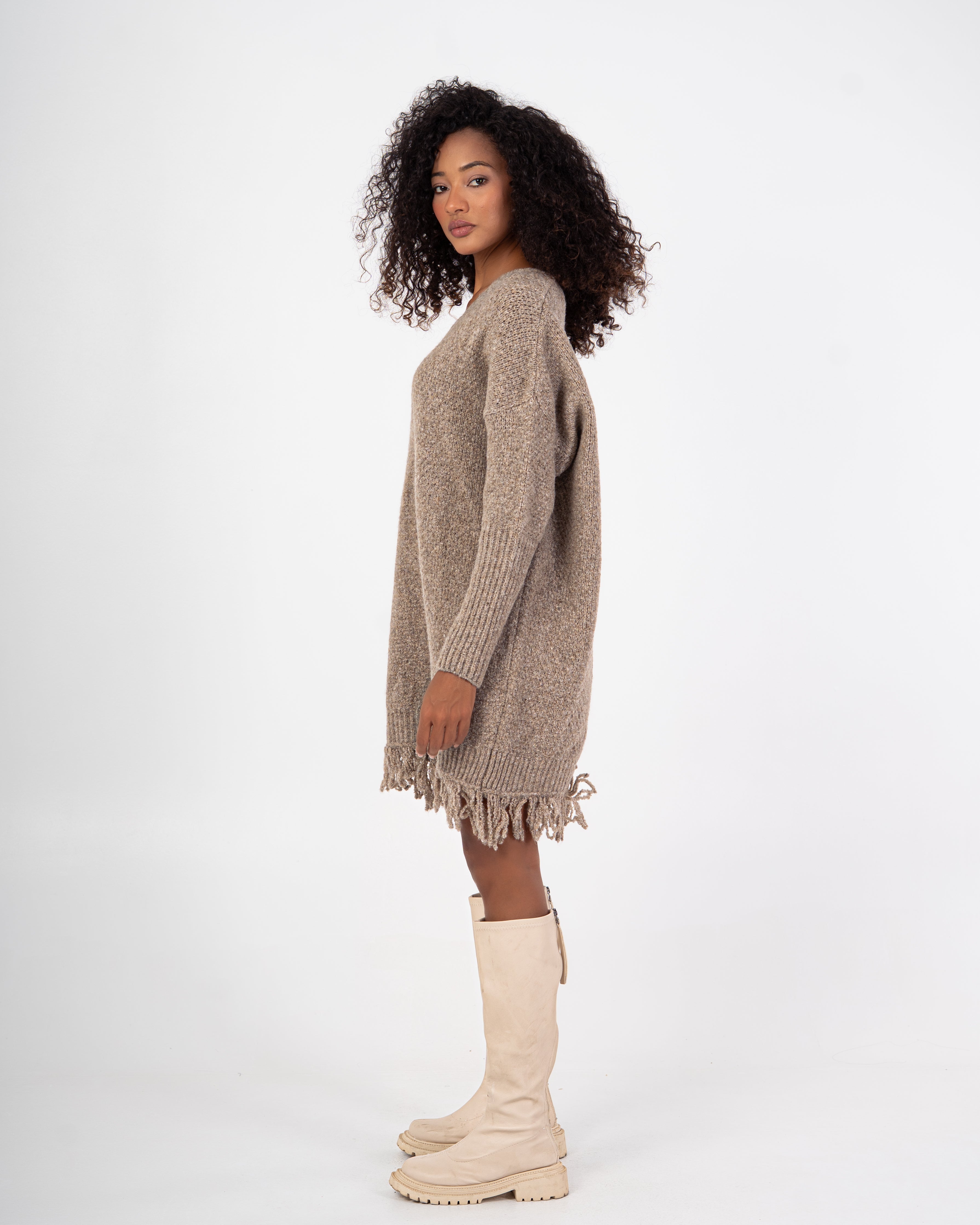 Knitwear Pullover – Plain Long Wide Neck