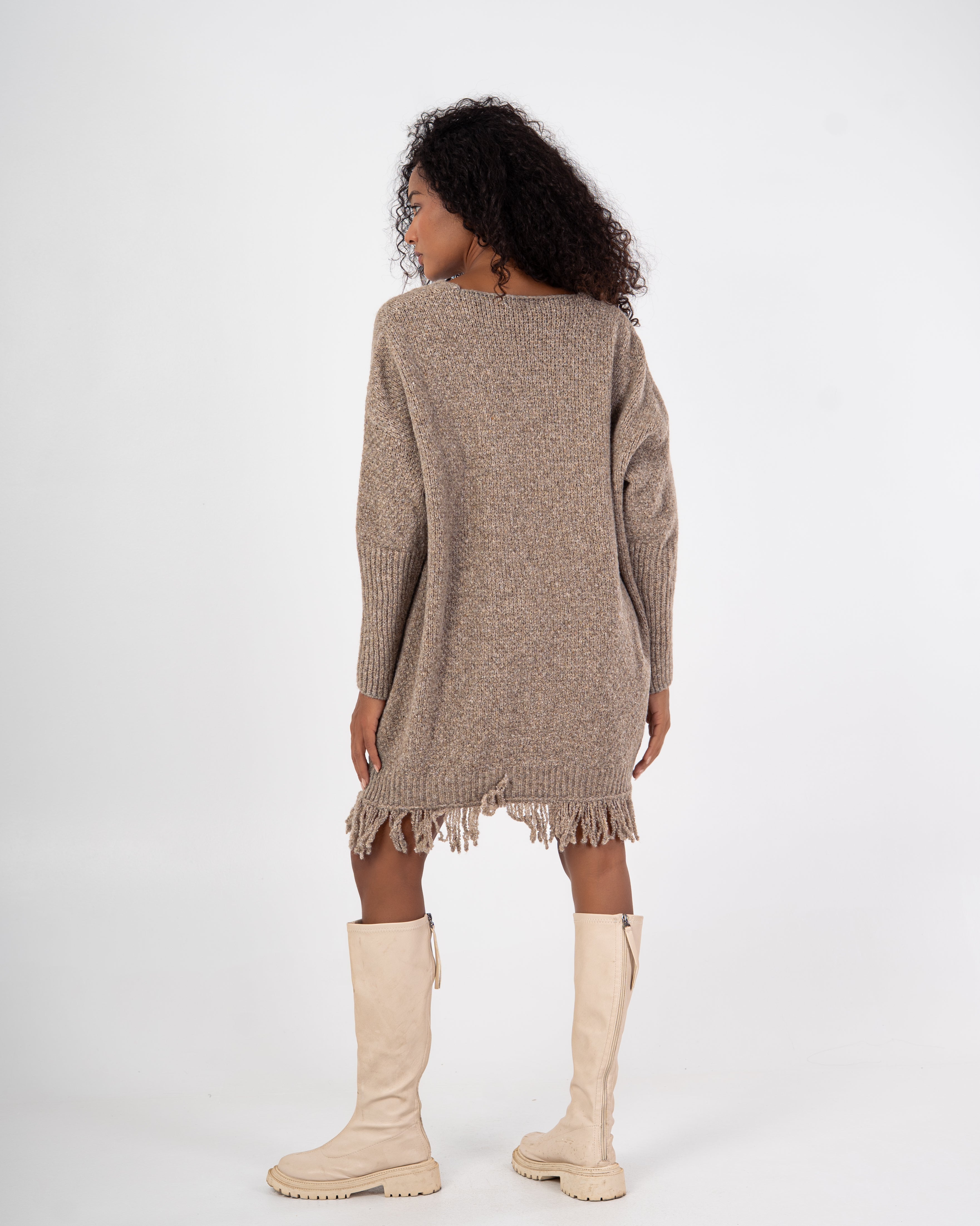 Knitwear Pullover – Plain Long Wide Neck