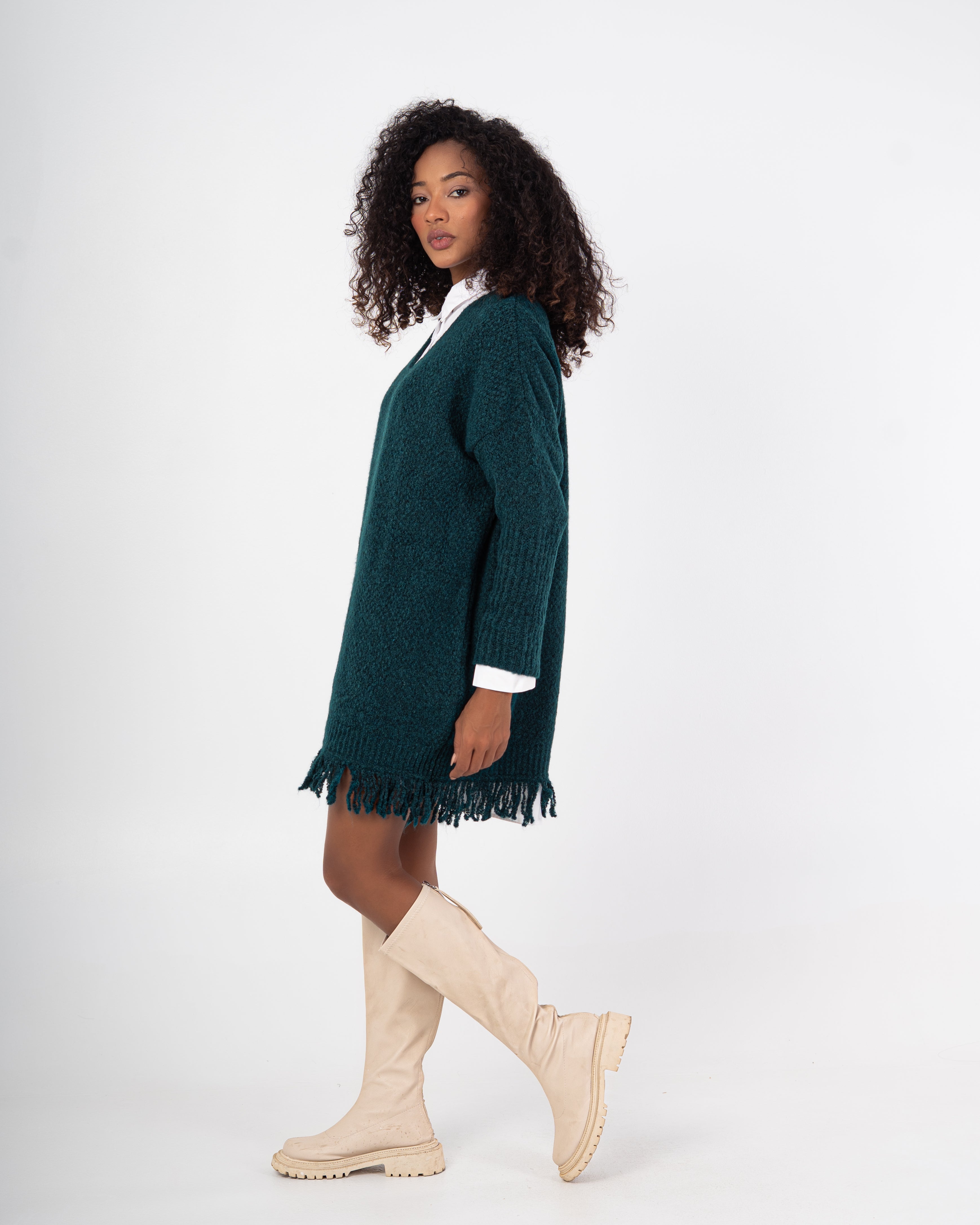 Knitwear Pullover – Plain Long Wide Neck