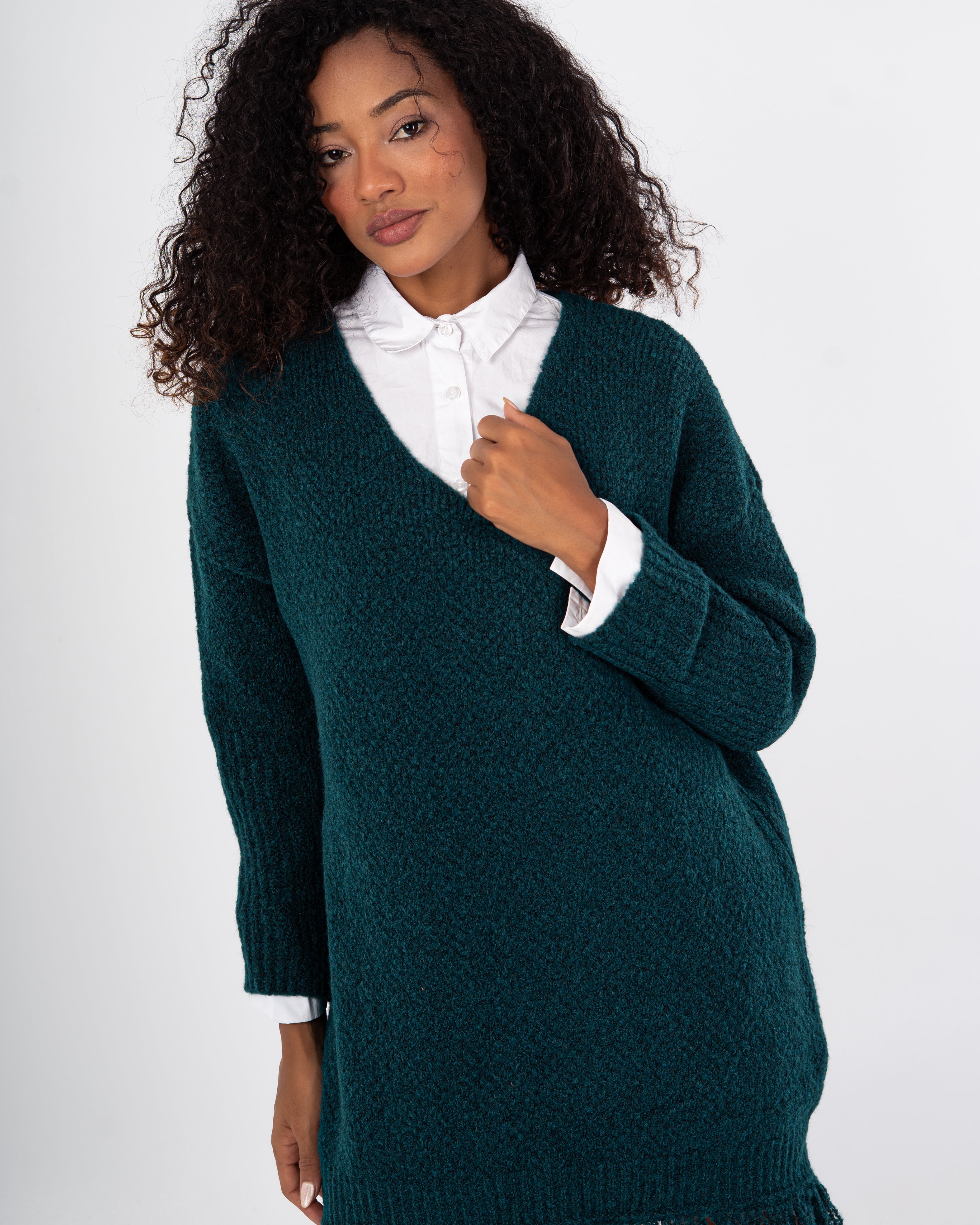 Knitwear Pullover – Plain Long Wide Neck