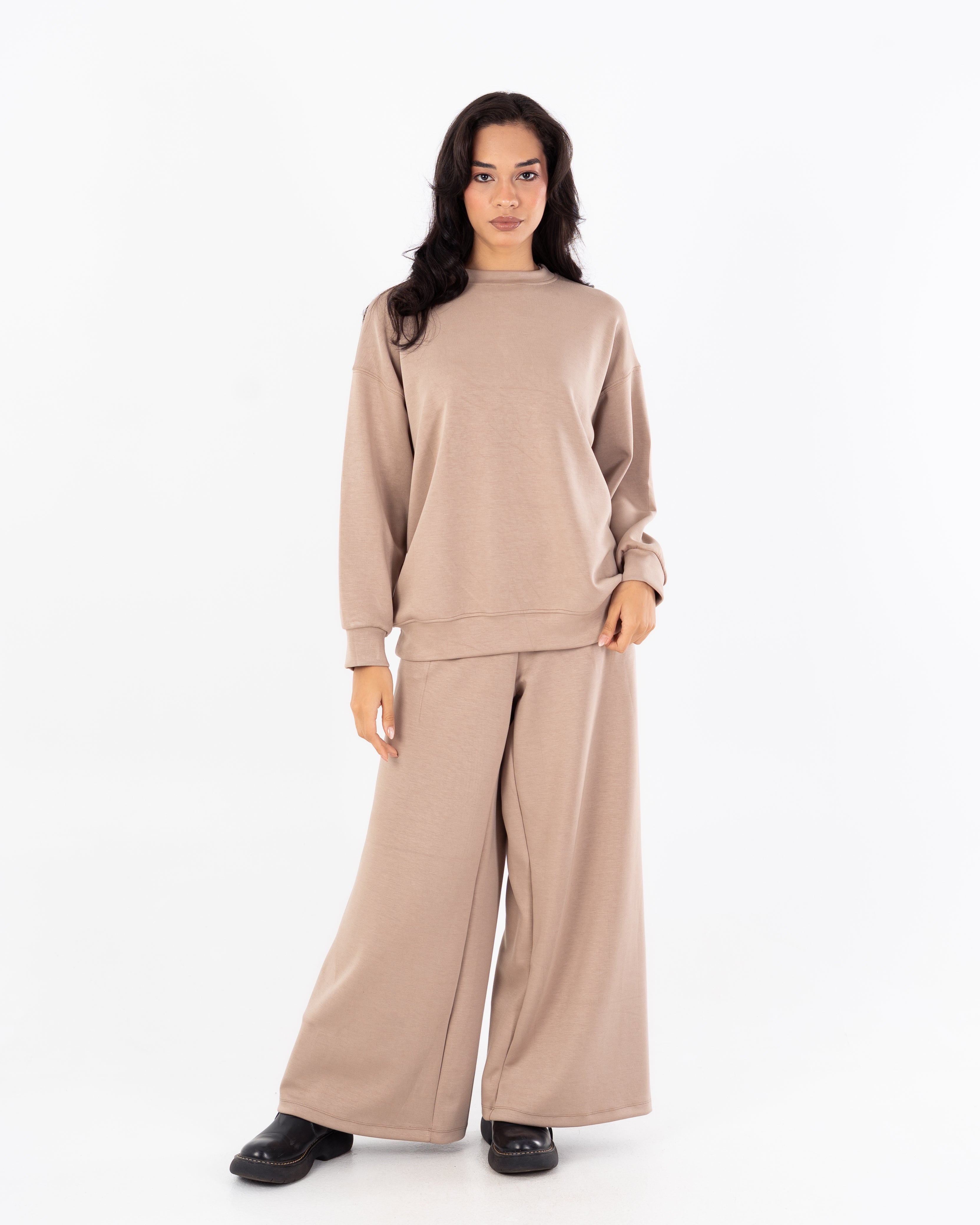 سويت شيرت برقبة دائرية - سادة طويلة (حافة مرنة)