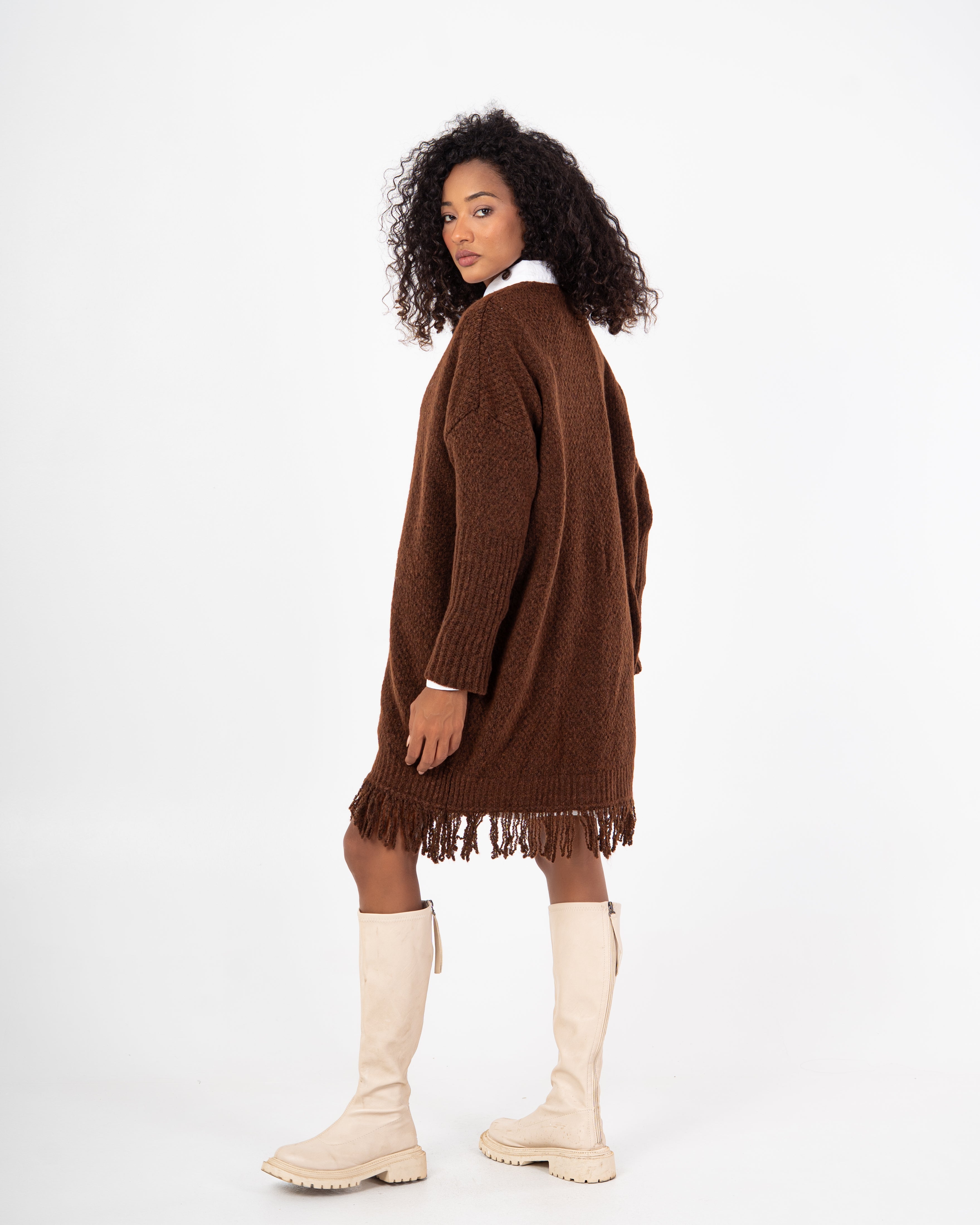 Knitwear Pullover – Plain Long Wide Neck