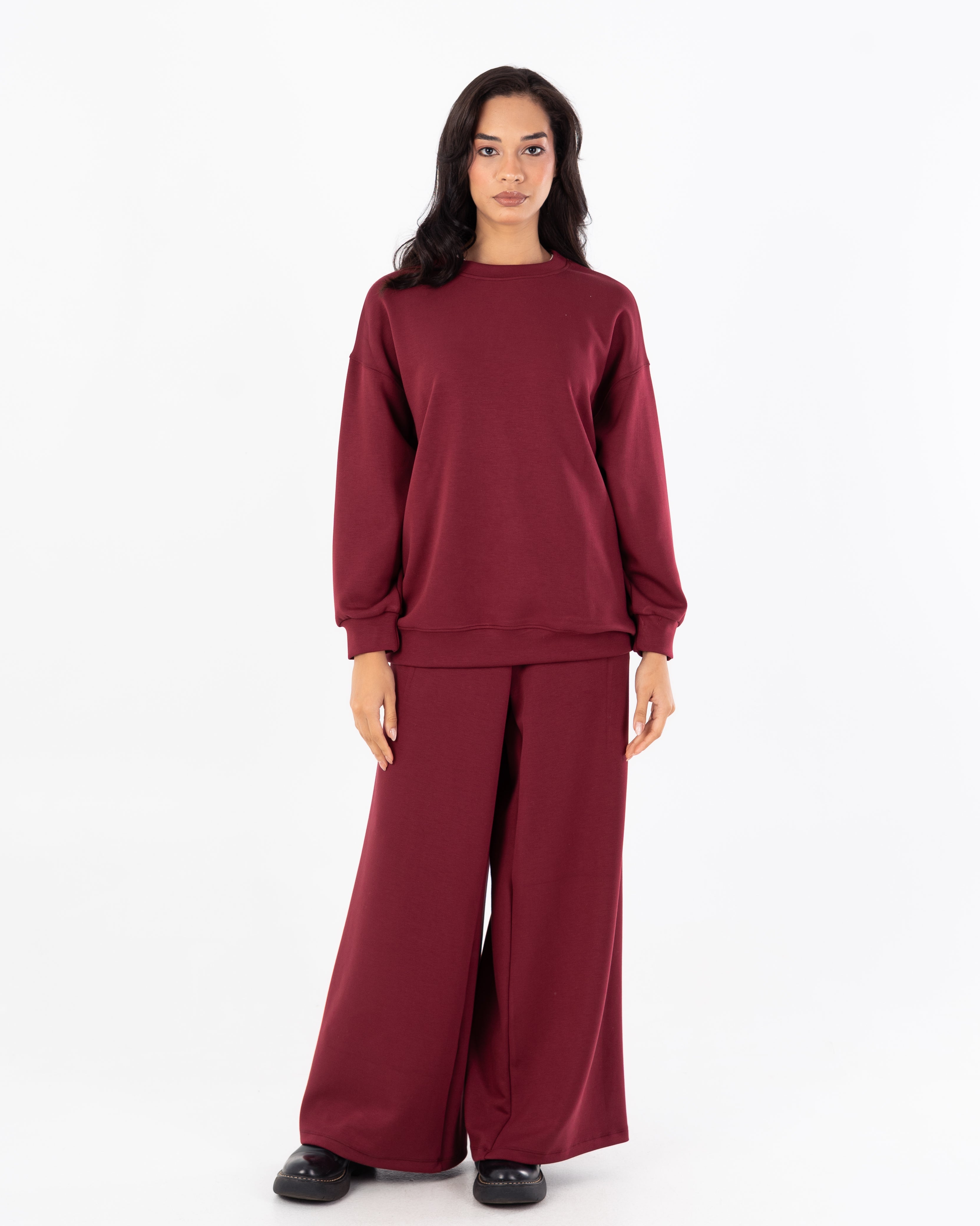 سويت شيرت برقبة دائرية - سادة طويلة (حافة مرنة)