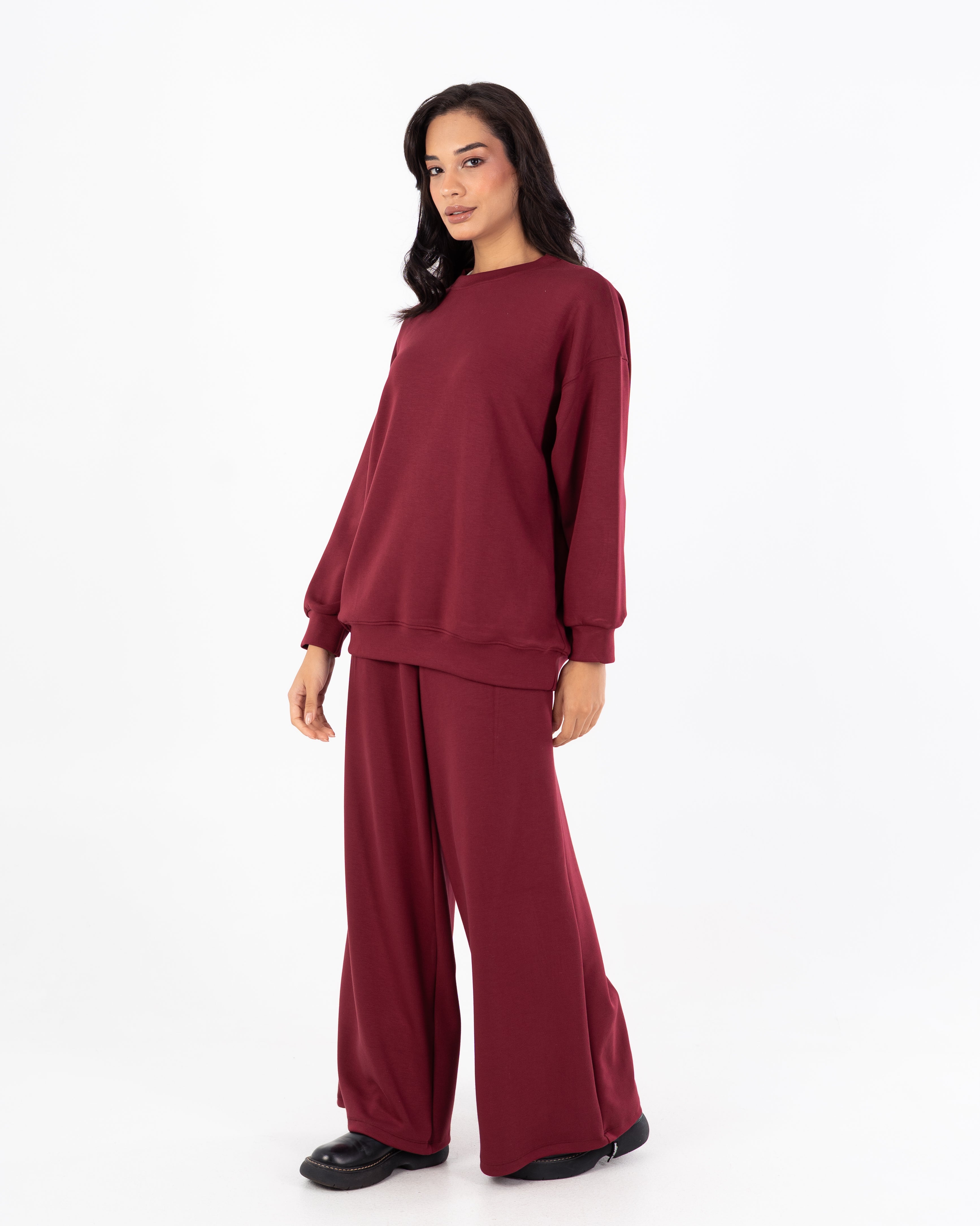 سويت شيرت برقبة دائرية - سادة طويلة (حافة مرنة)