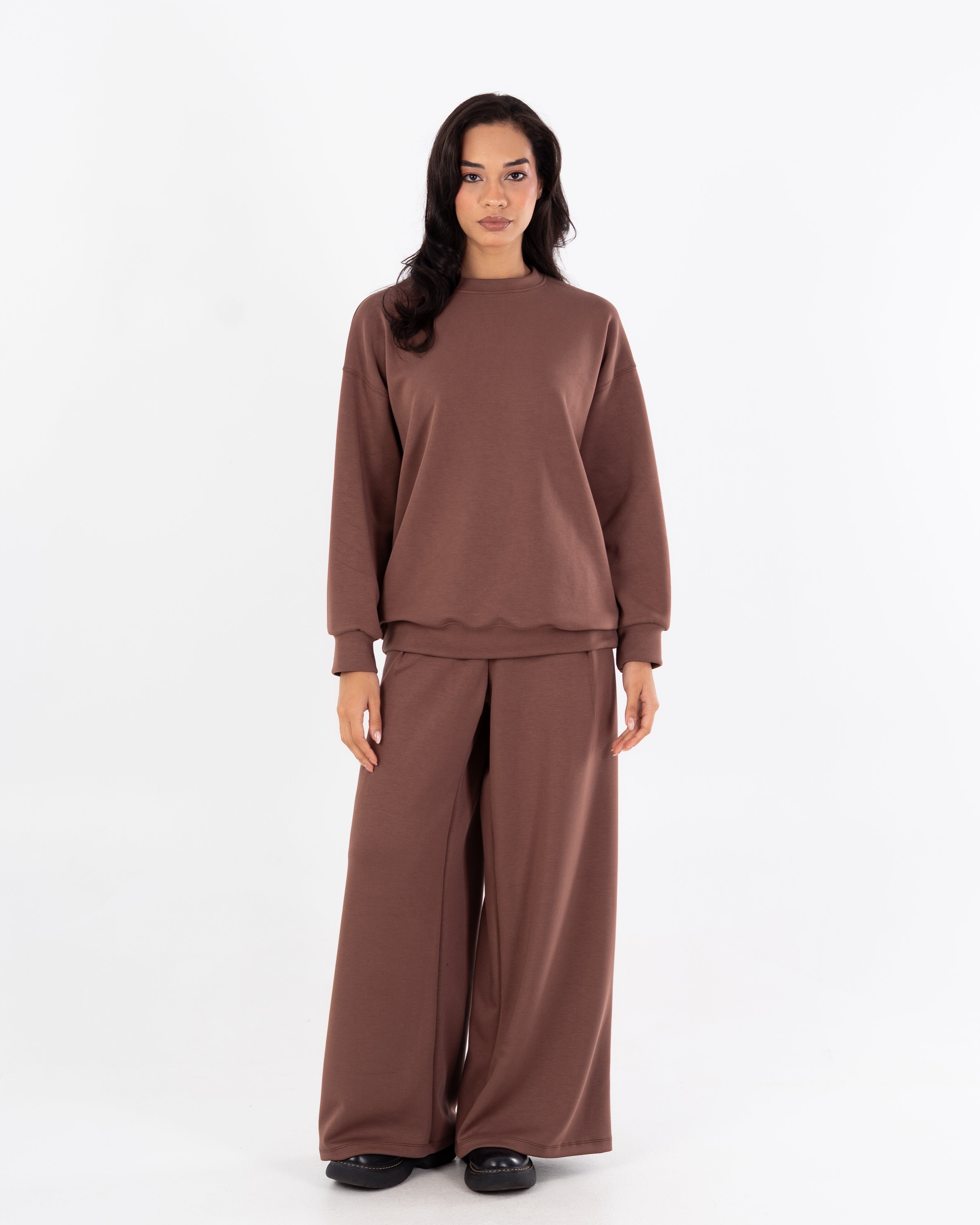 سويت شيرت برقبة دائرية - سادة طويلة (حافة مرنة)