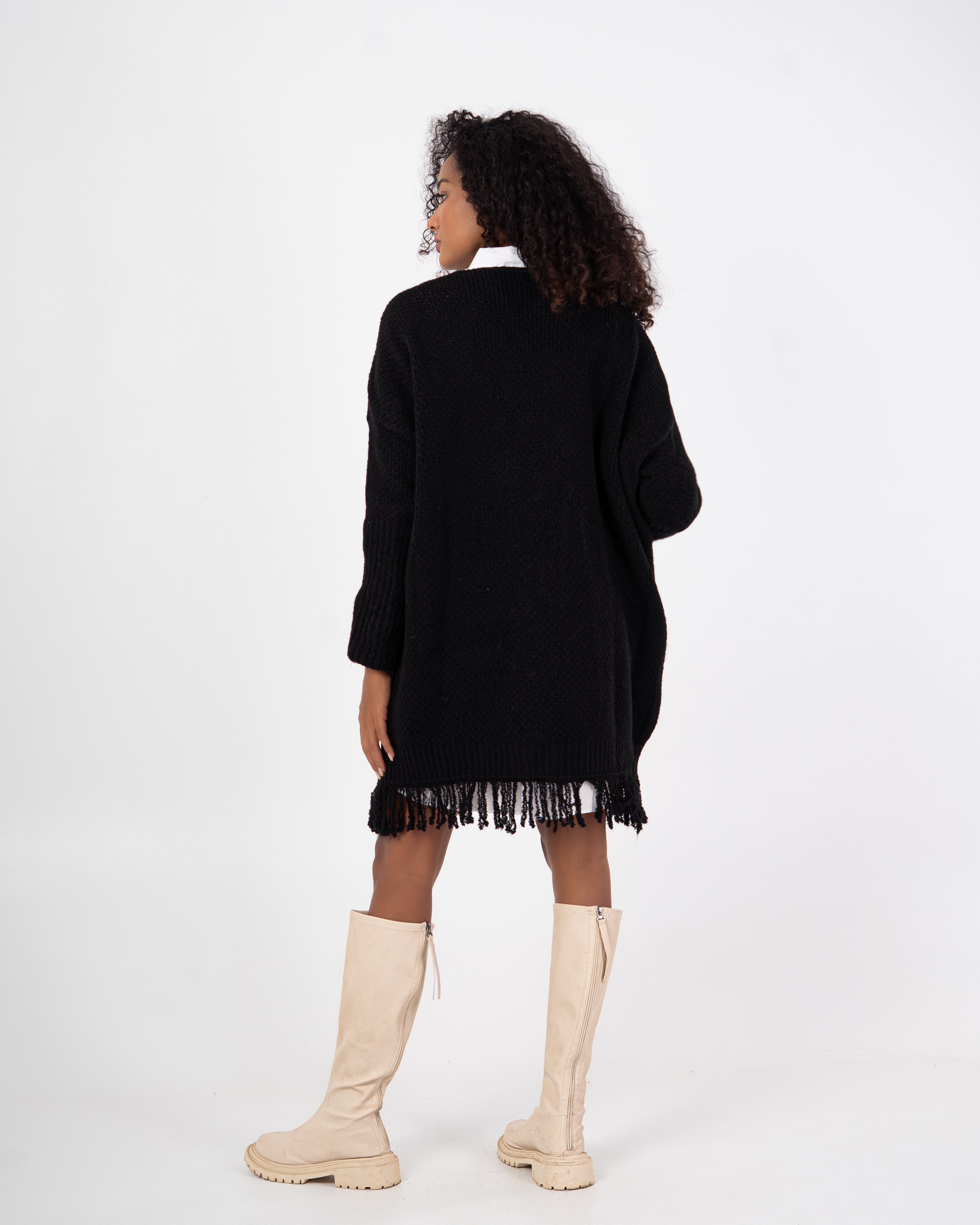 Knitwear Pullover – Plain Long Wide Neck