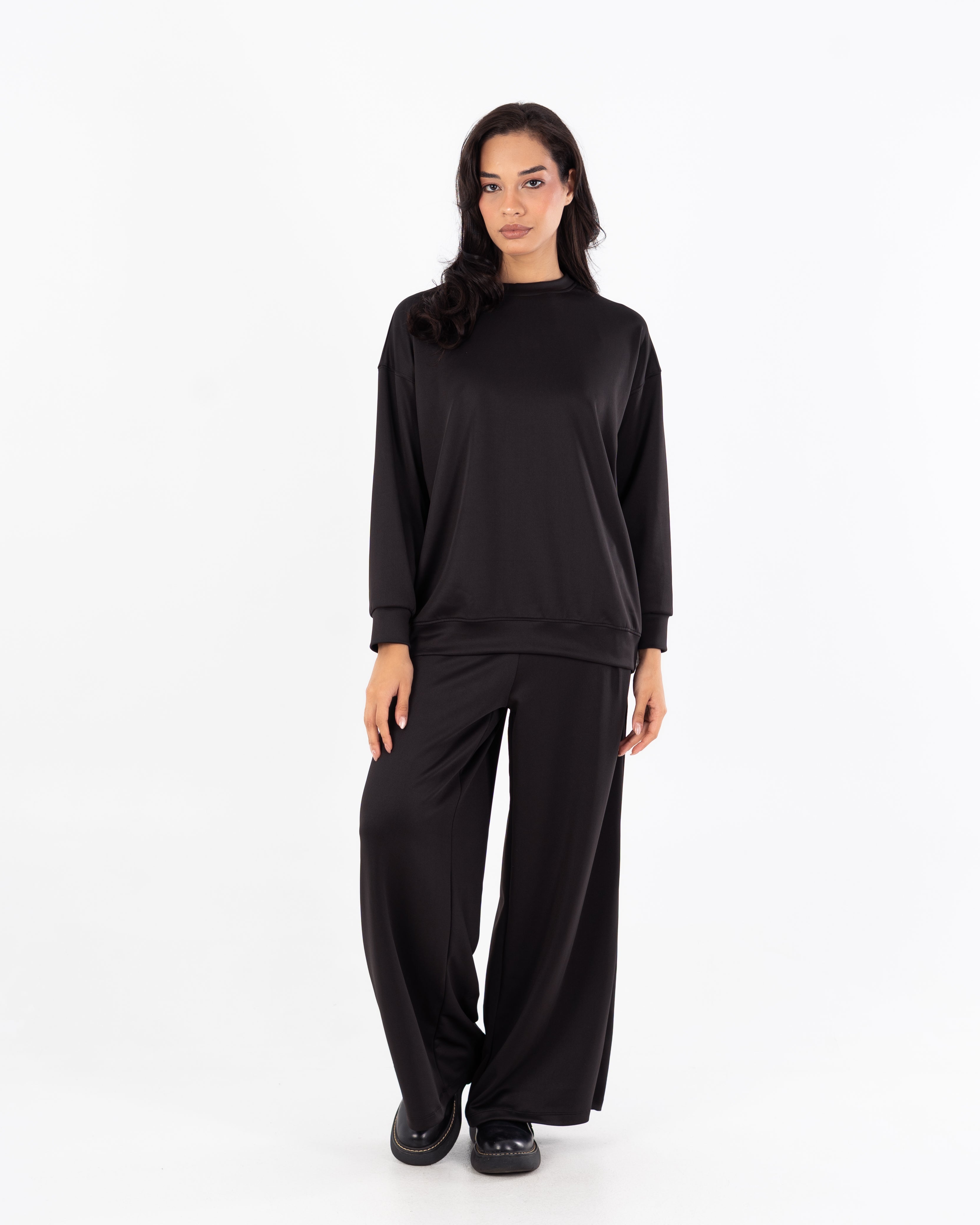 سويت شيرت برقبة دائرية - سادة طويلة (حافة مرنة)