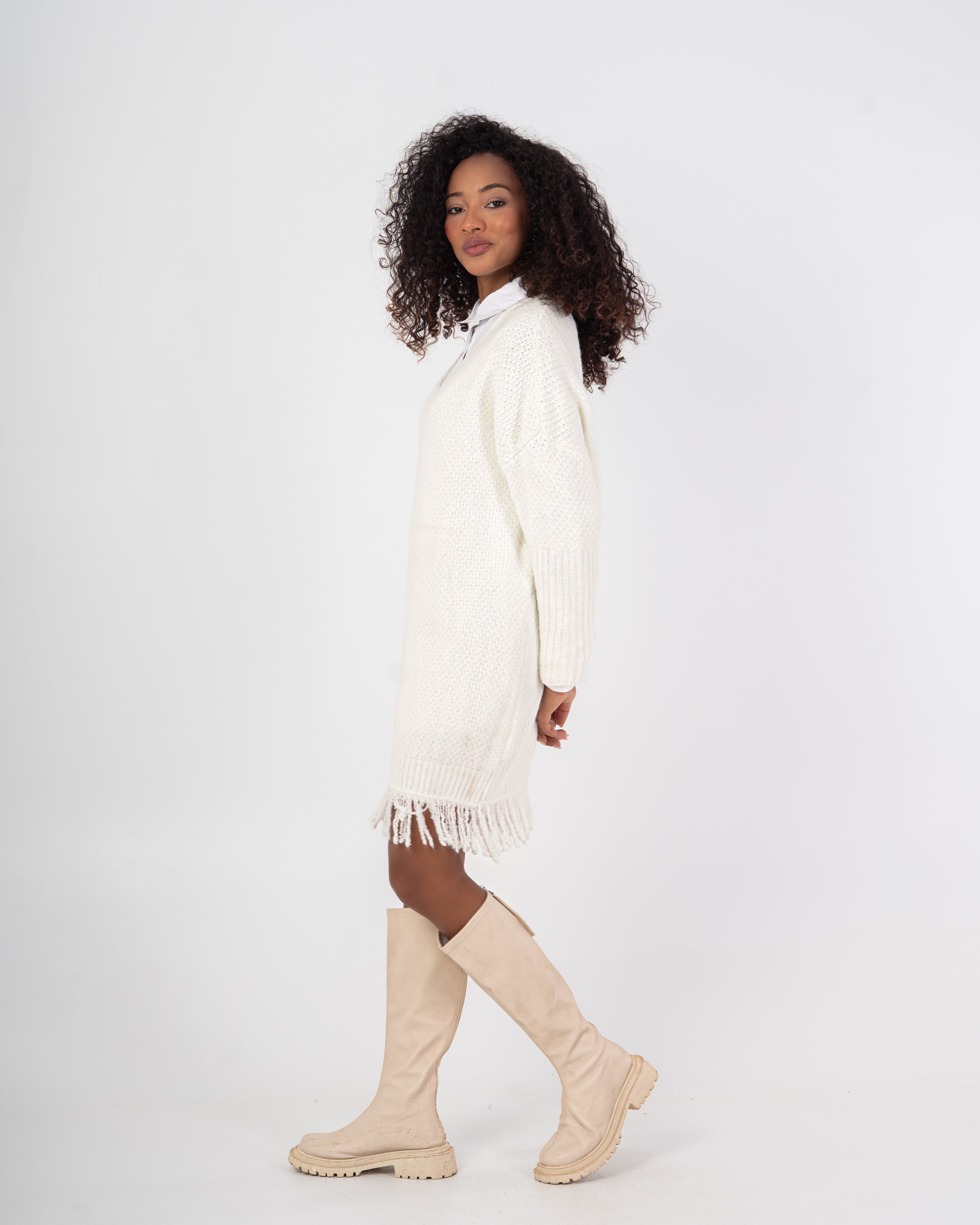 Knitwear Pullover – Plain Long Wide Neck