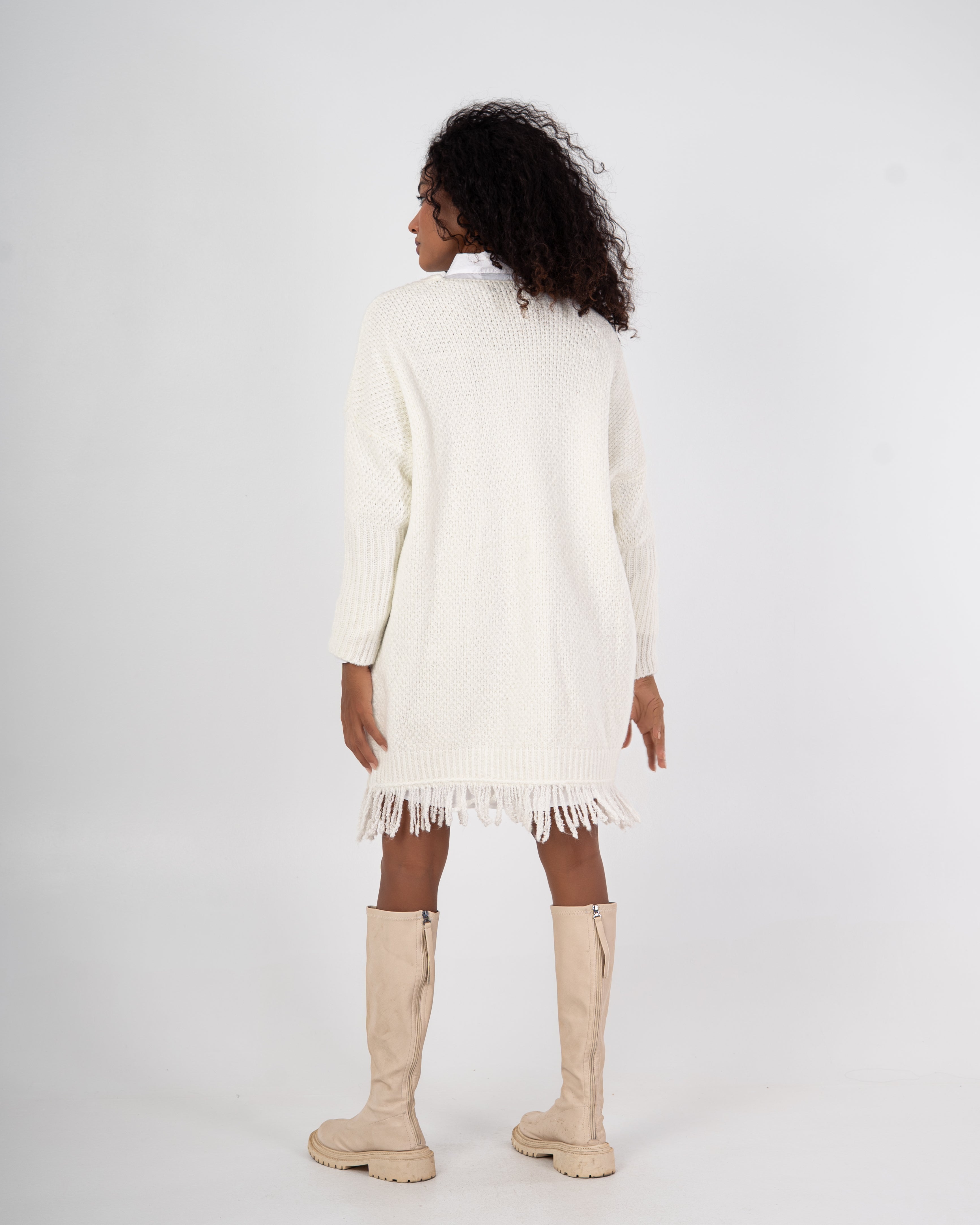 Knitwear Pullover – Plain Long Wide Neck