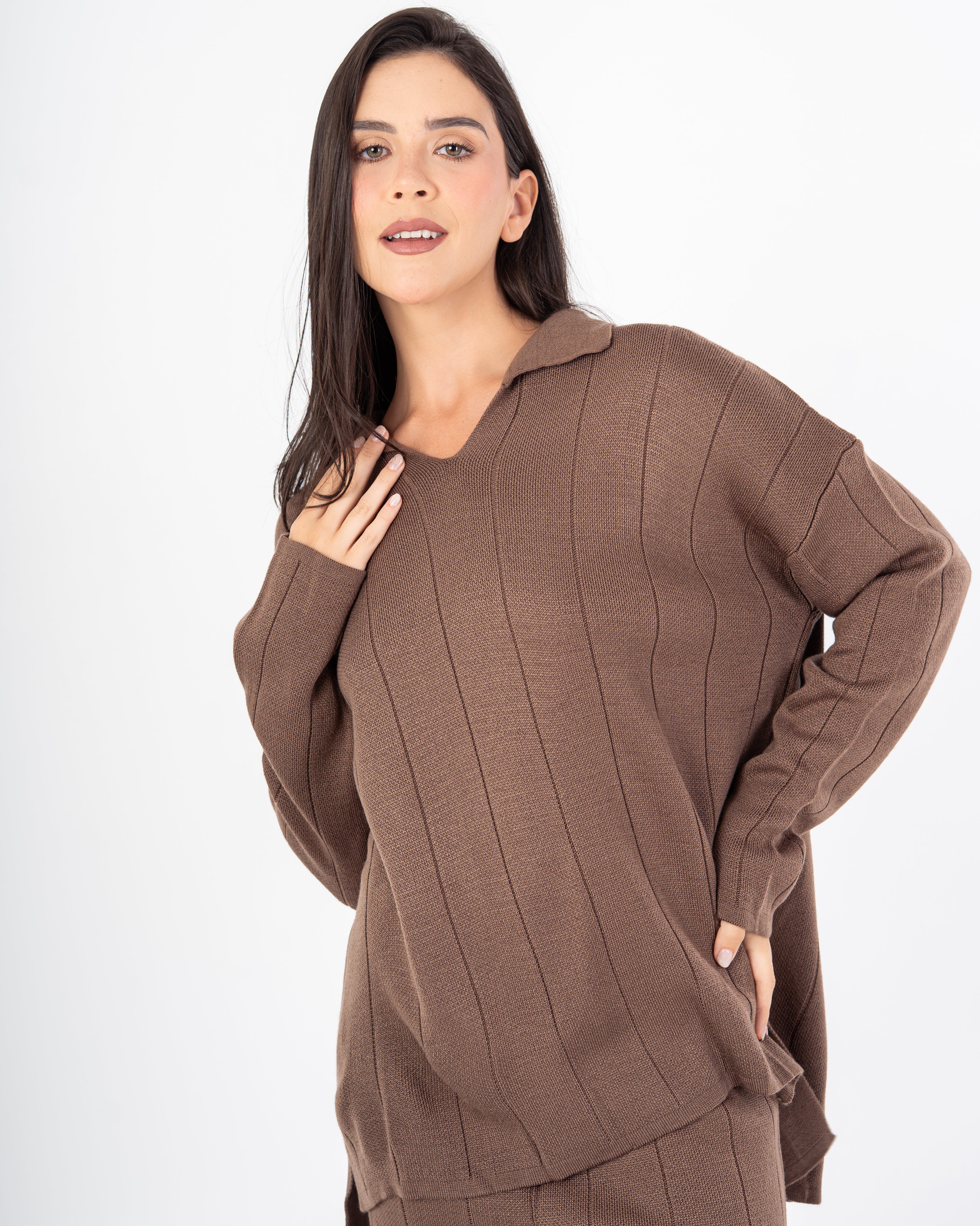 بدلة محبوكة سادة (مع ياقة)