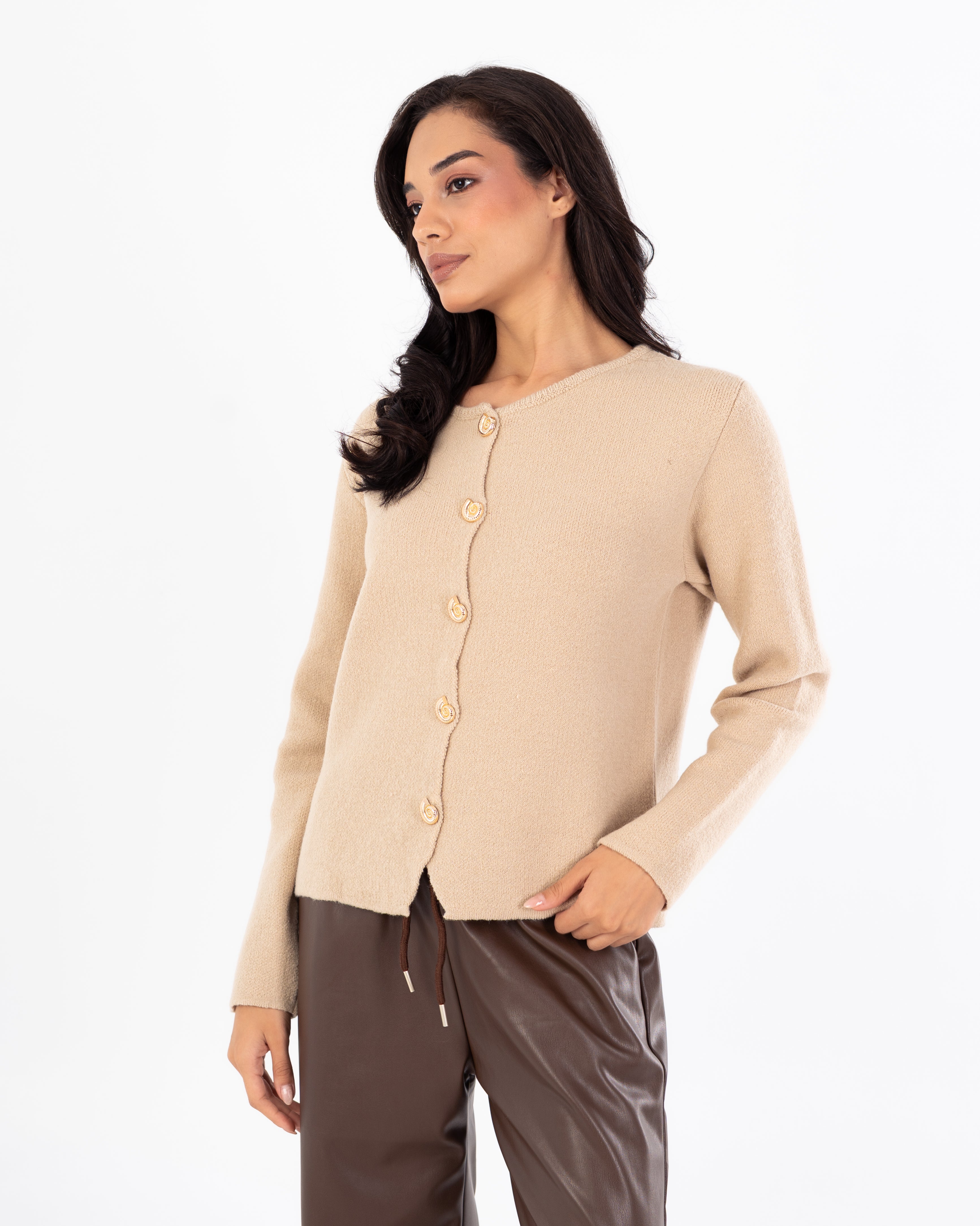 بلوفر تريكو سادة (أزرار ذهبية)