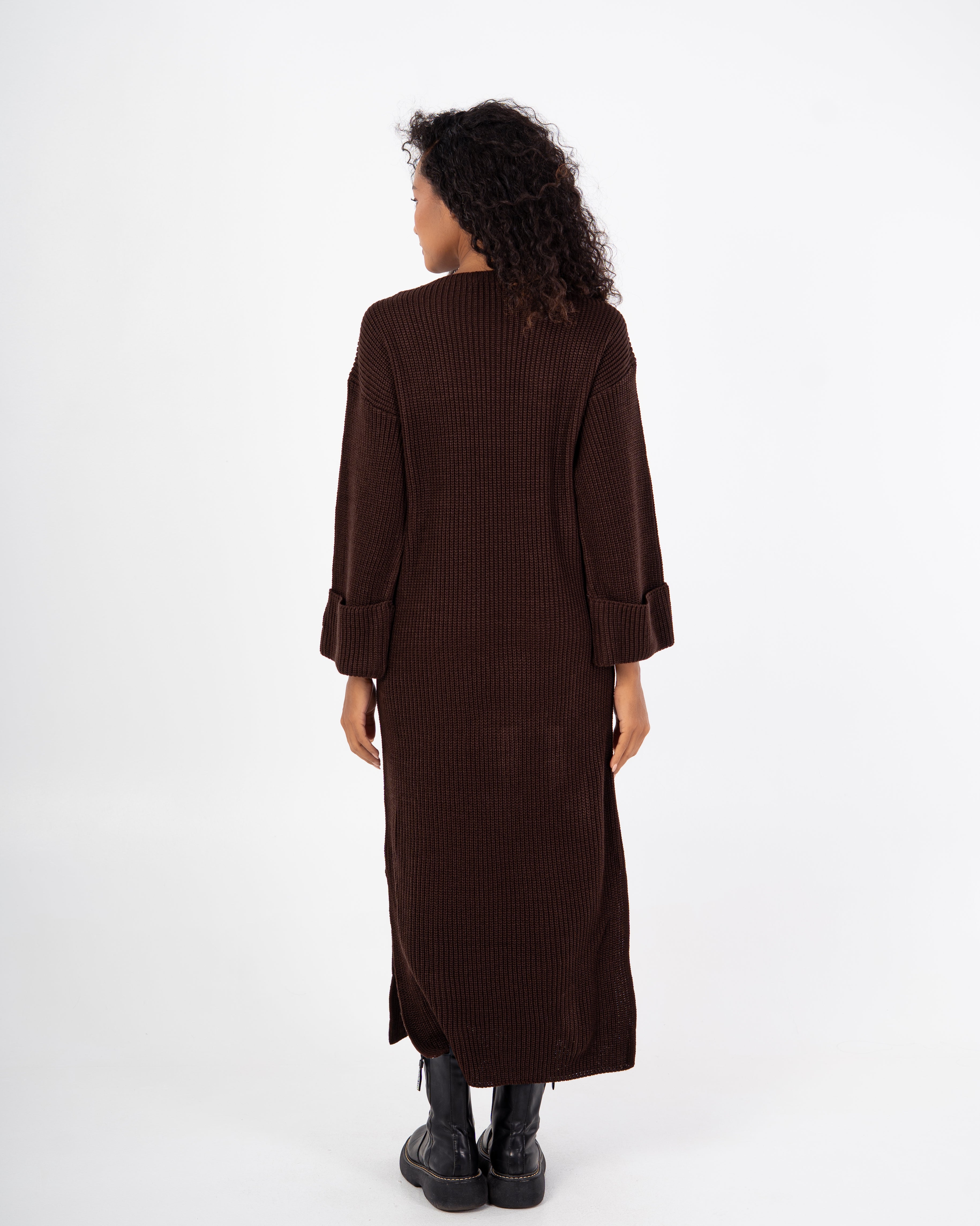 Knitwear Dress – Plain With Folded Sleeves