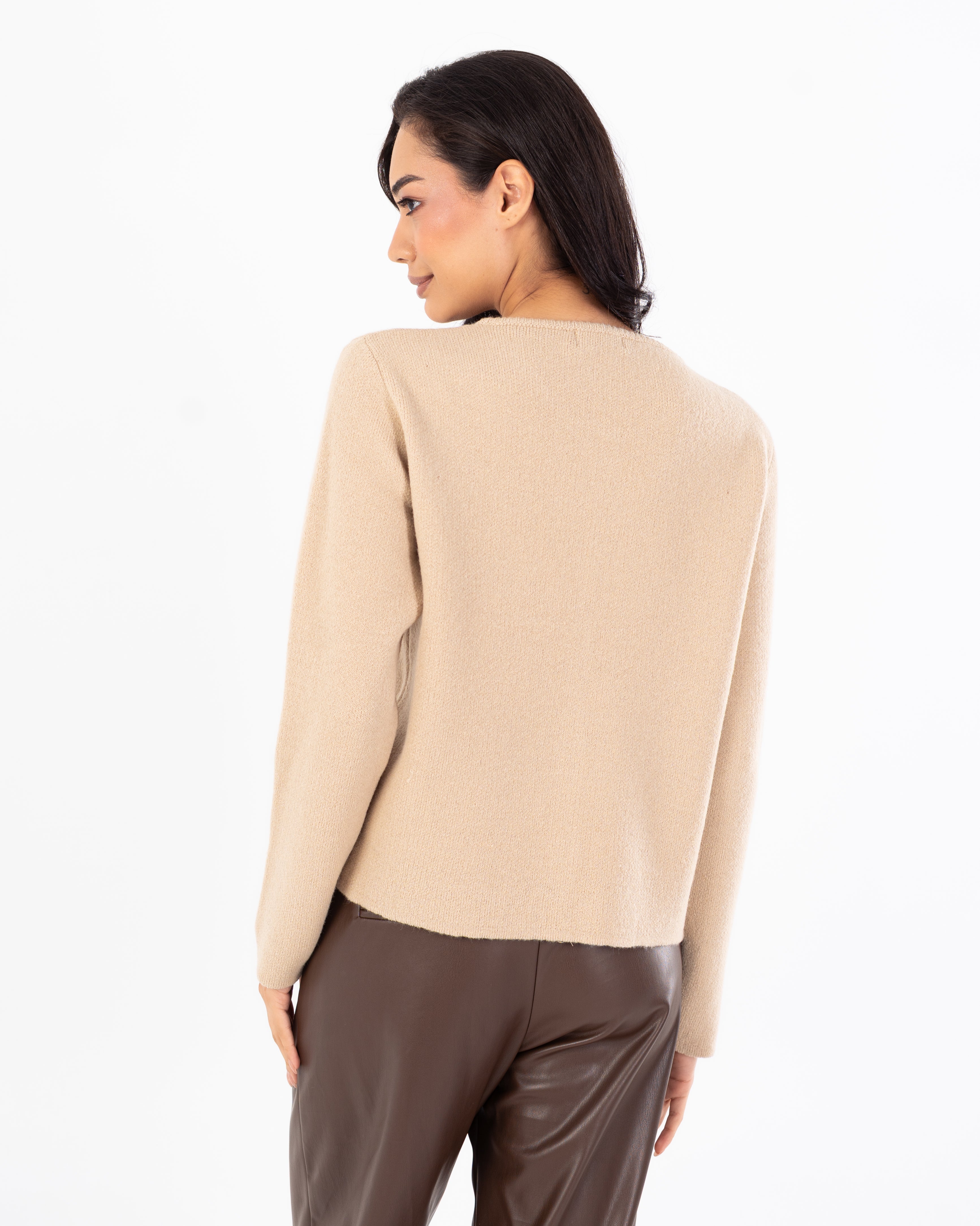 بلوفر تريكو سادة (أزرار ذهبية)