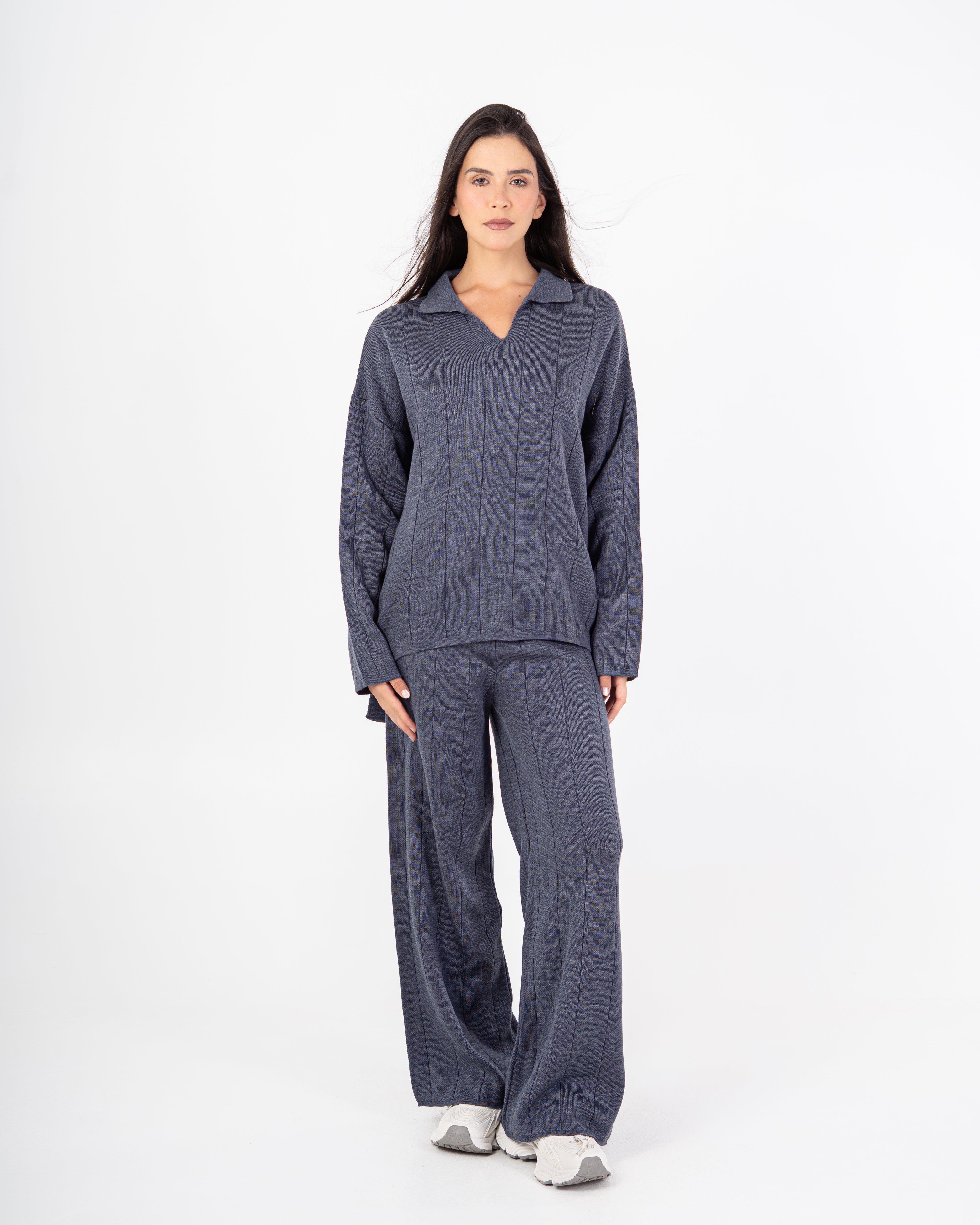 بدلة محبوكة سادة (مع ياقة)