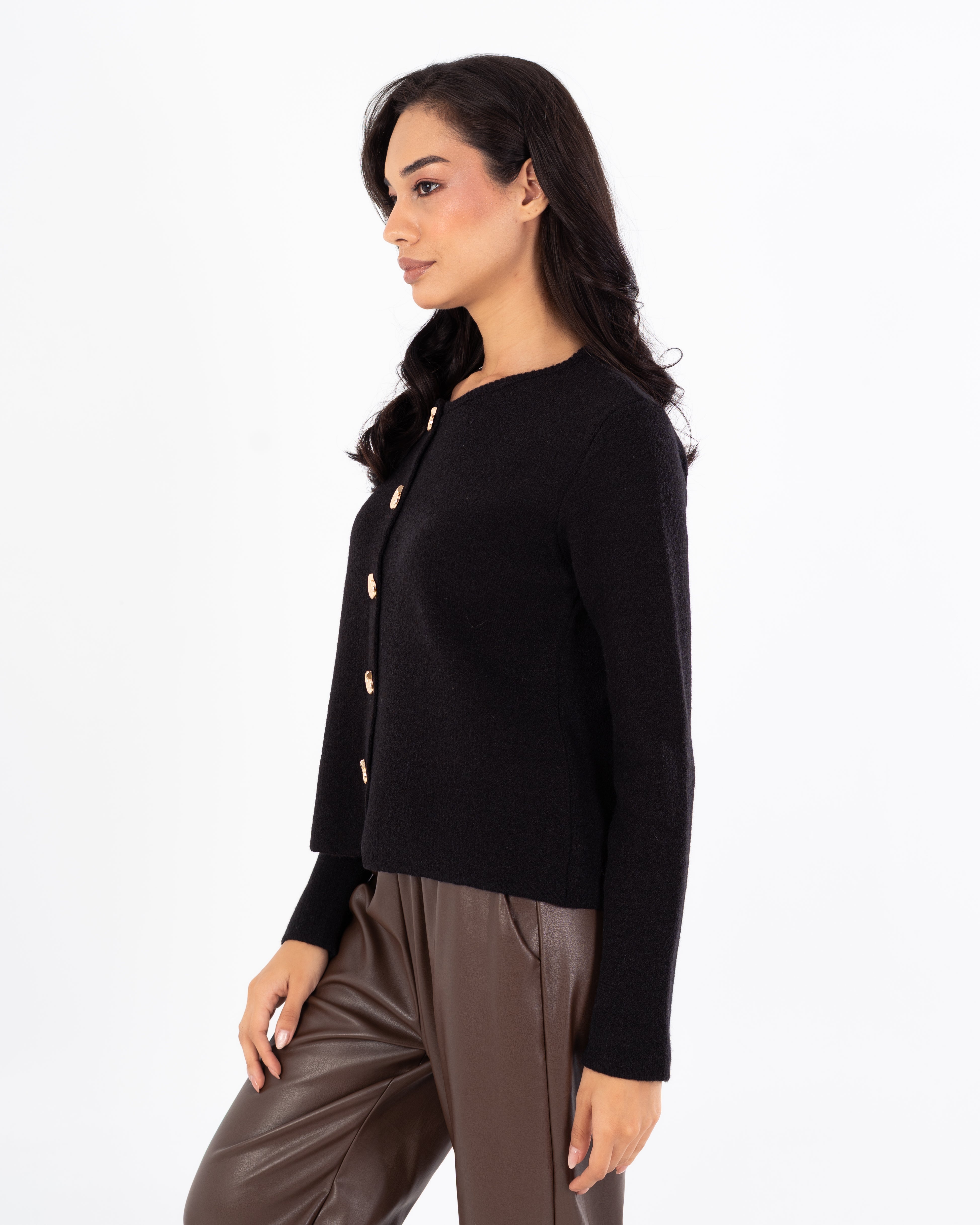 بلوفر تريكو سادة (أزرار ذهبية)