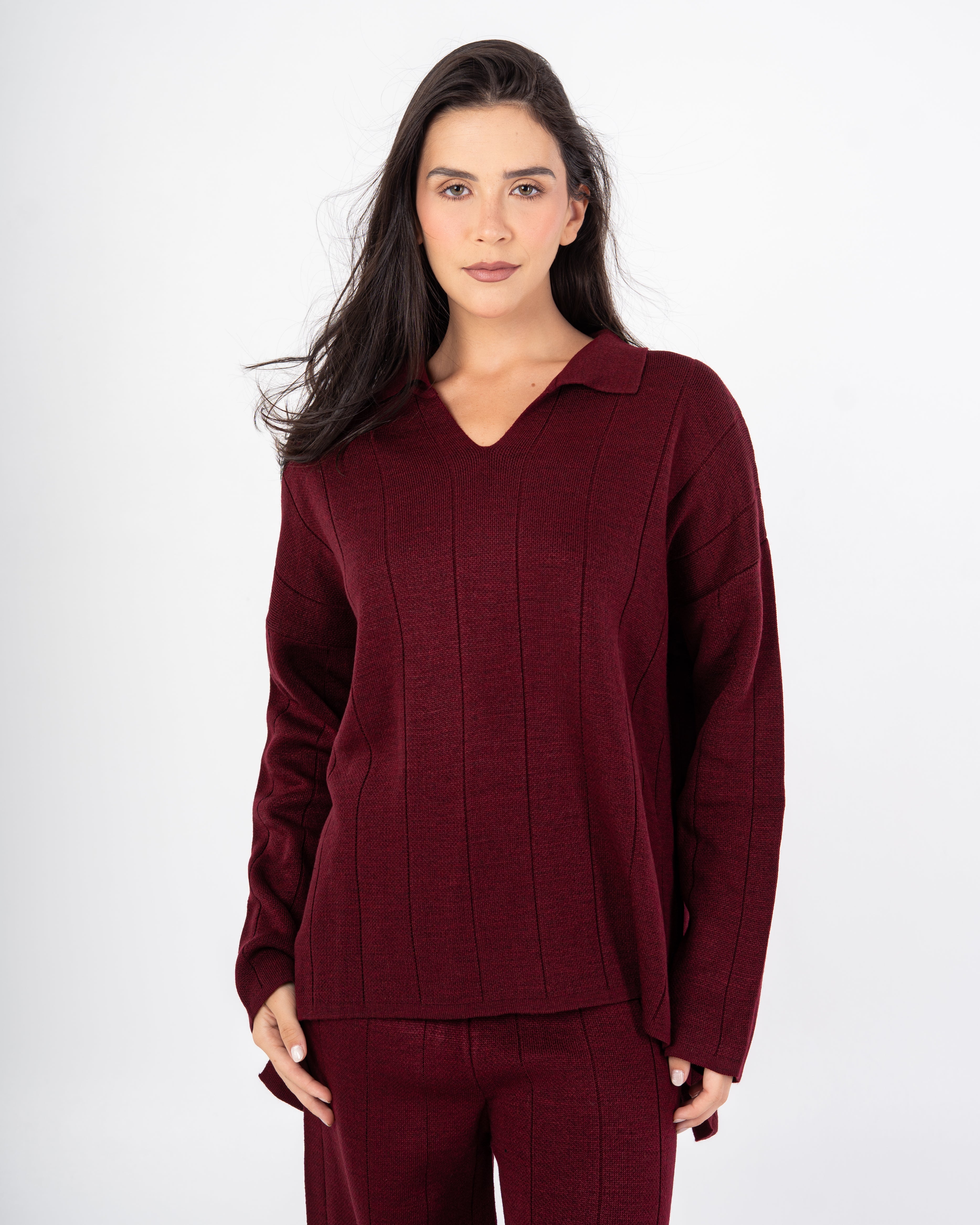 بدلة محبوكة سادة (مع ياقة)