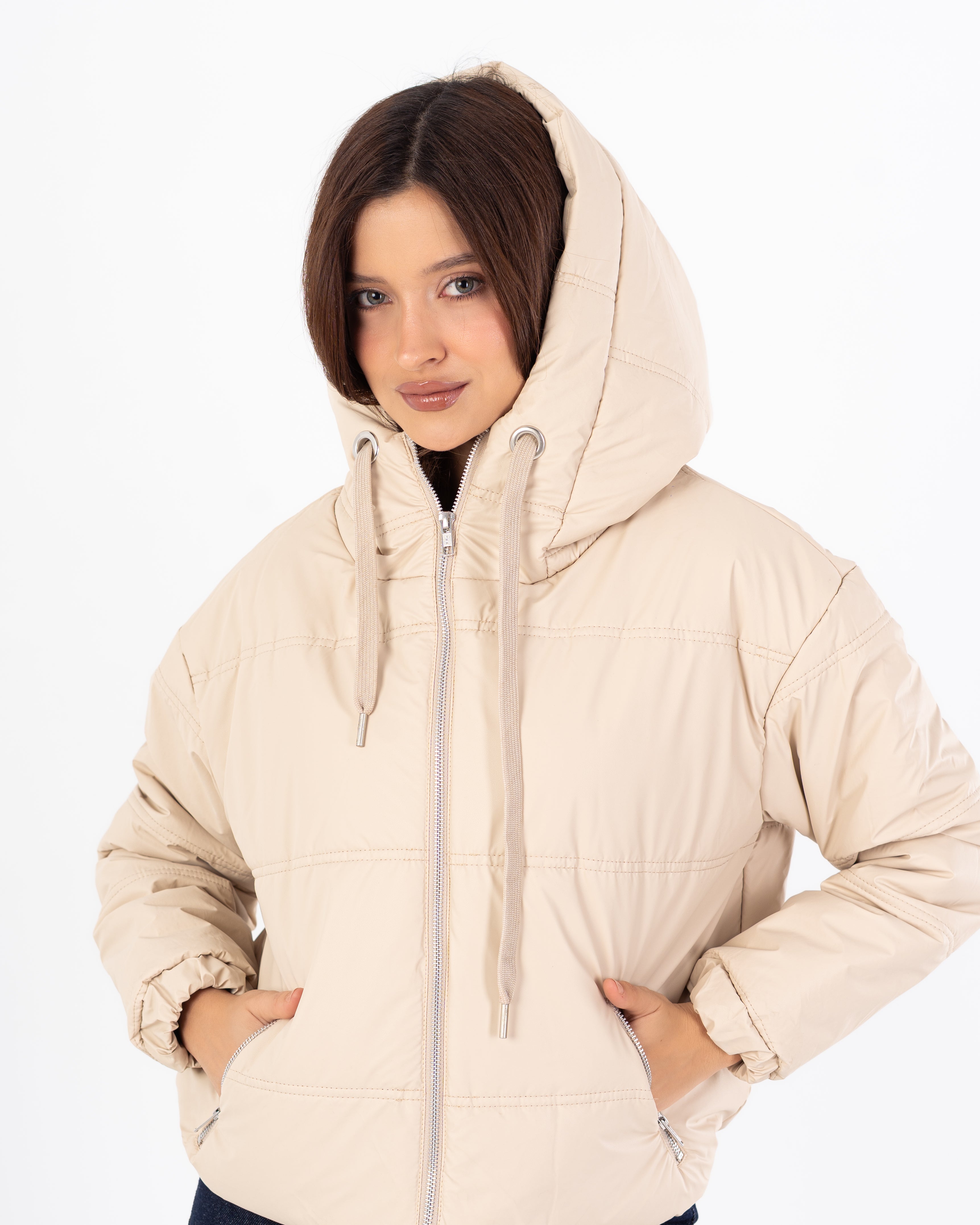 Short Leather Jacket – Hooded (Zipper Pocket)